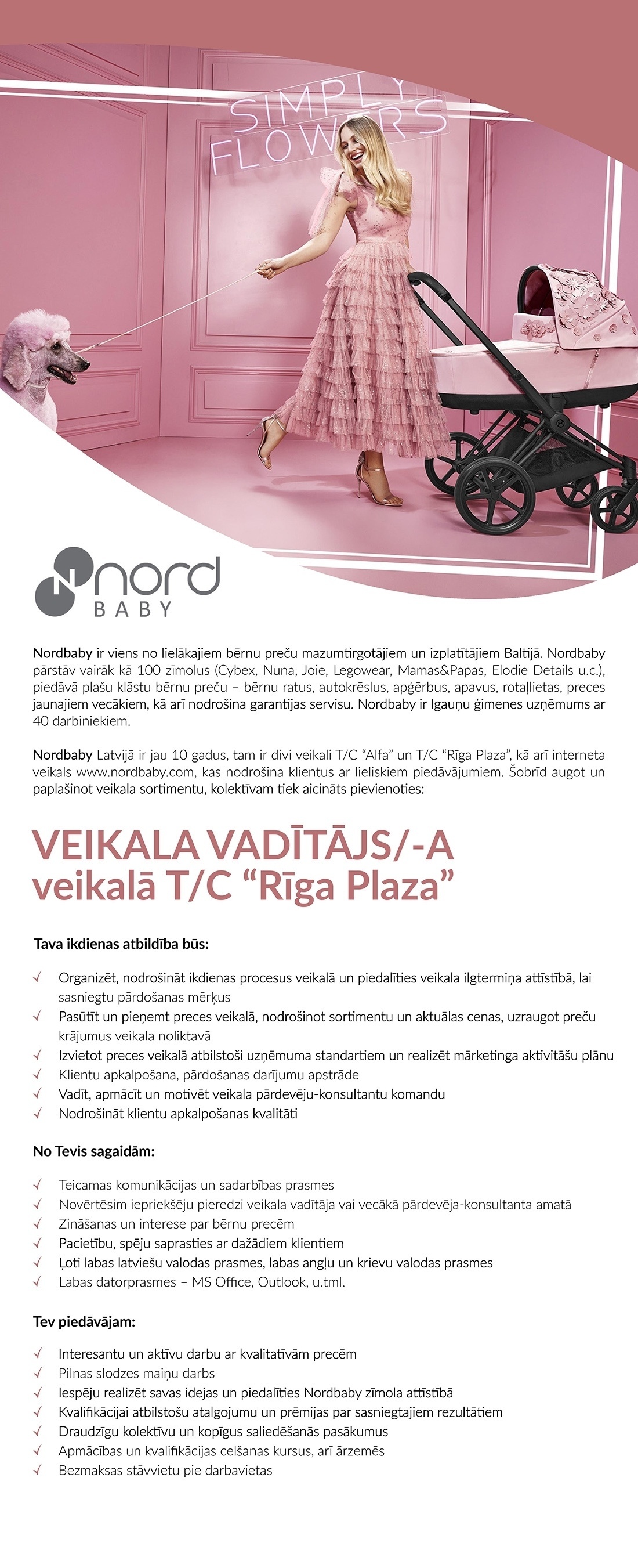 Nordbaby Veikala vadītājs/-a (t/c Riga Plaza)