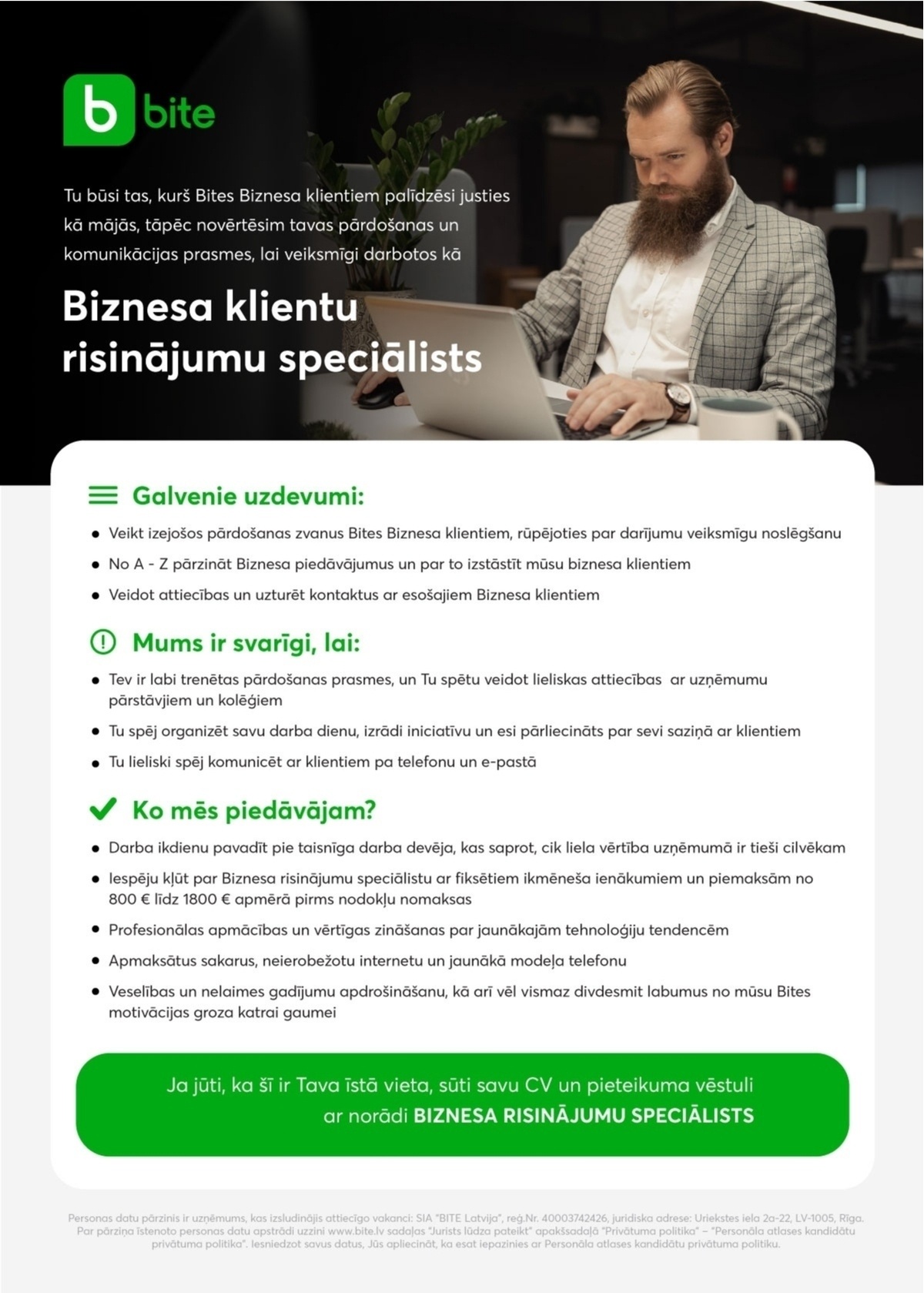 SIA Bite Latvija Biznesa klientu risinājumu speciālists/-e