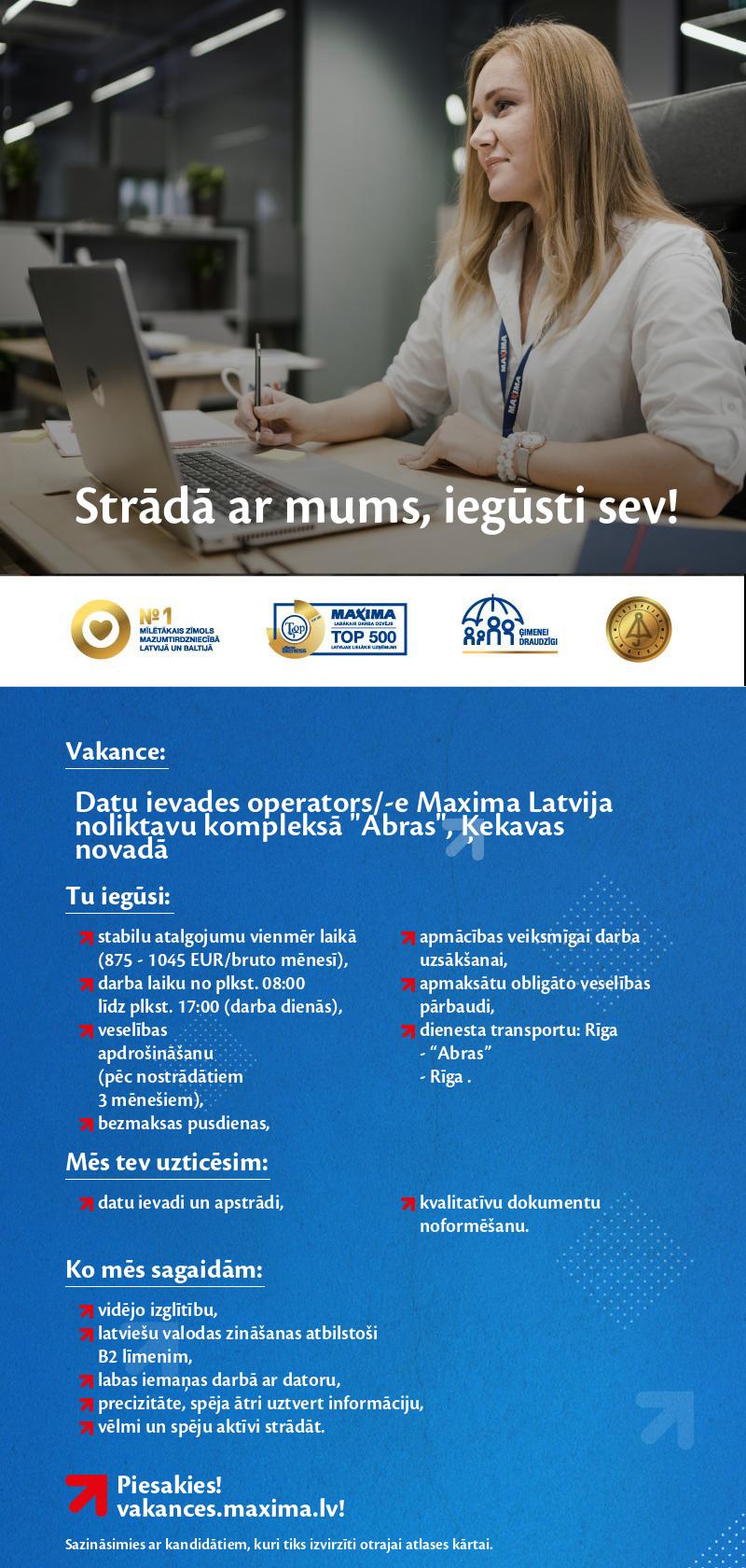 MAXIMA Latvija Datu ievades operators/-e