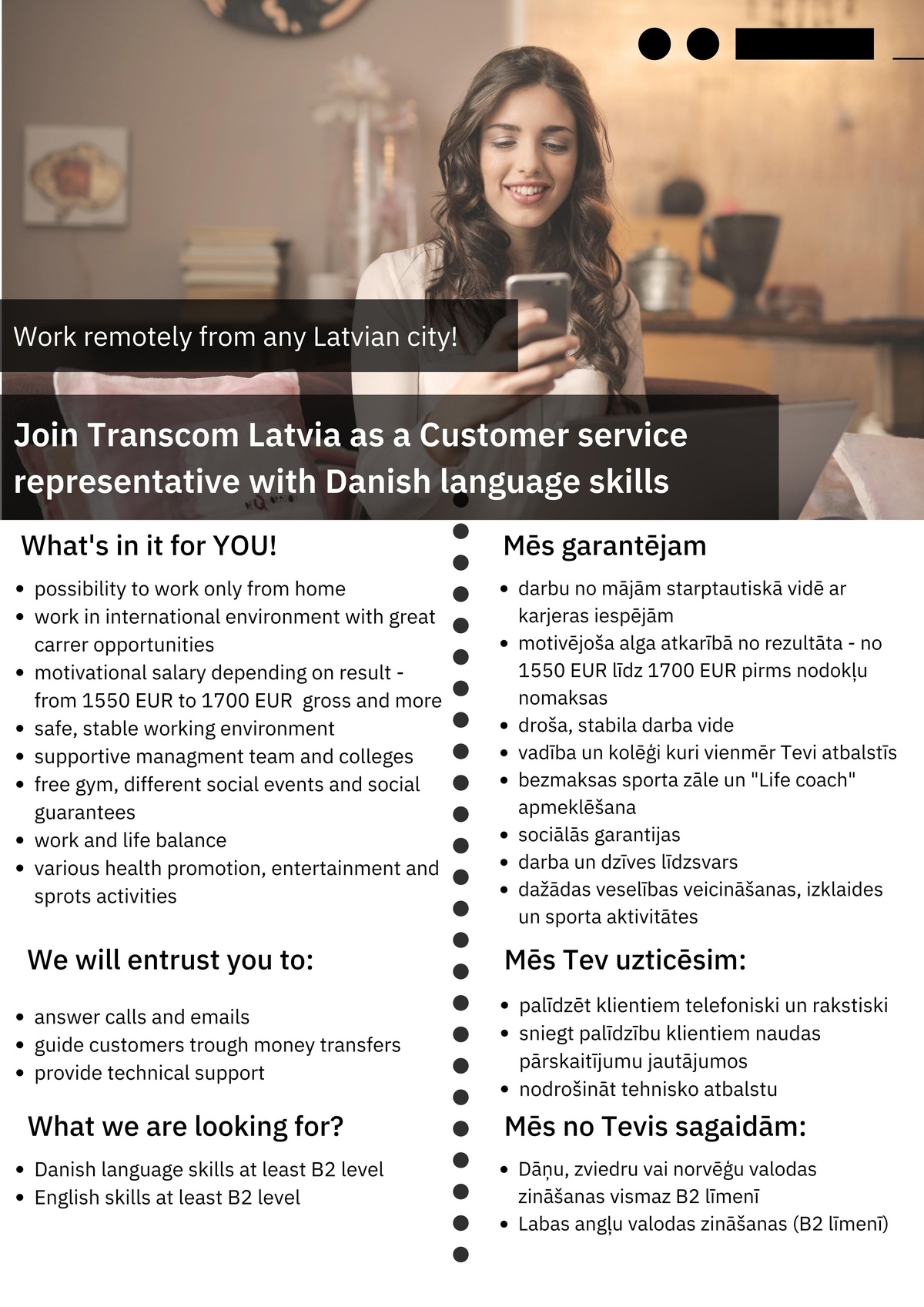 CVMarket.lv klients Klientu konsultants/-e ar dāņu valodas zināšanām
