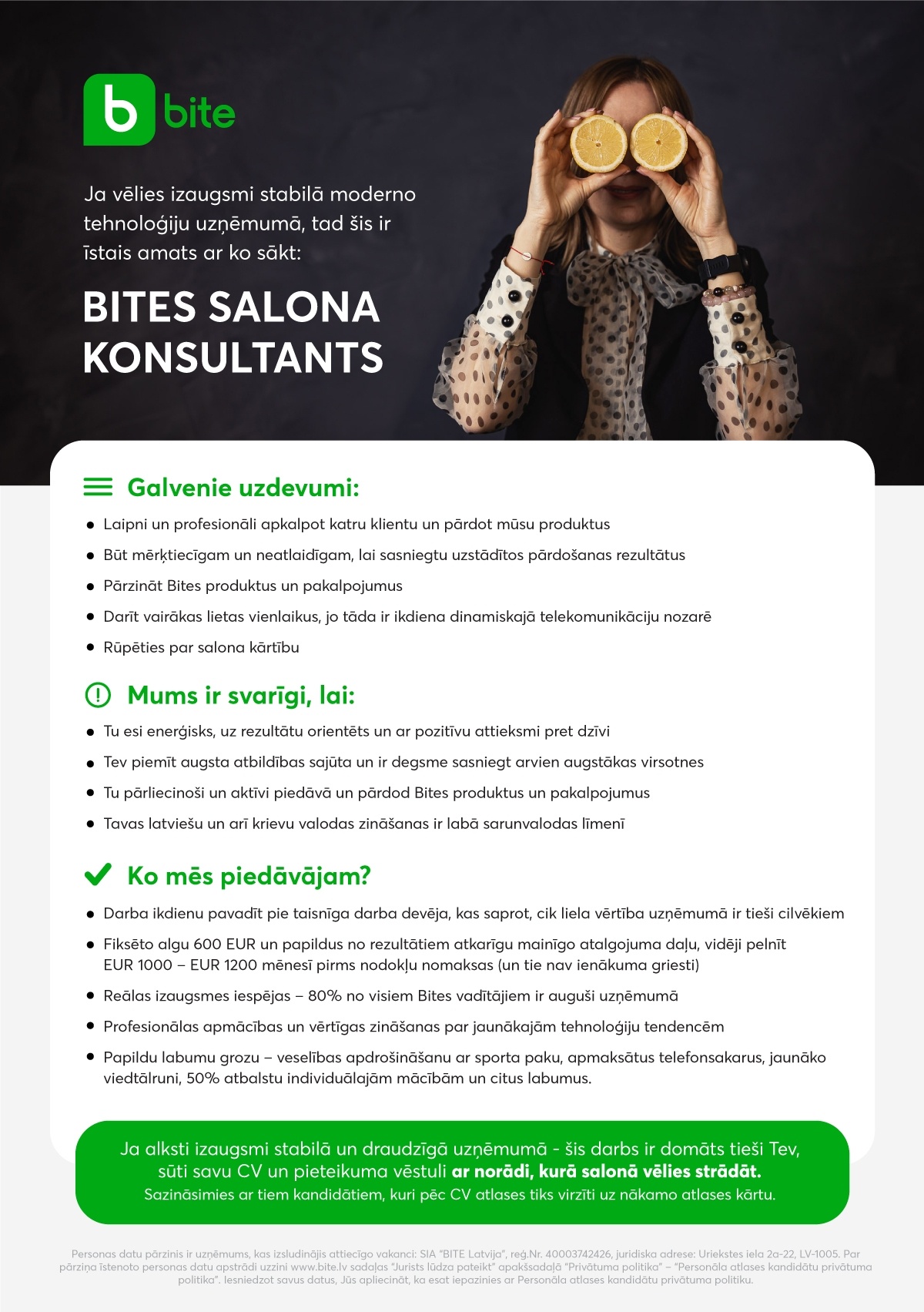 Bite Latvija, SIA "Bite" salona konsultants/-e Aizkrauklē