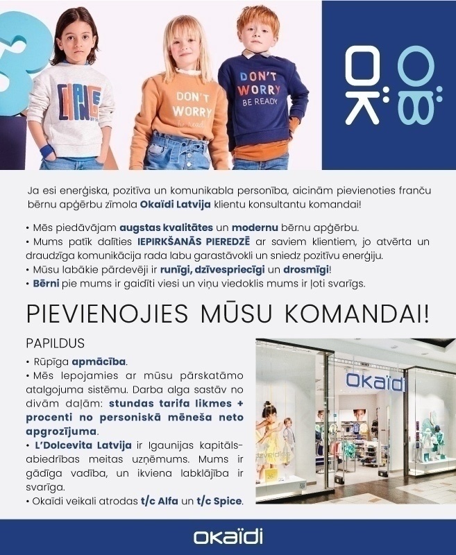 L'Dolcevita Latvija, SIA Klientu konsultants/-e