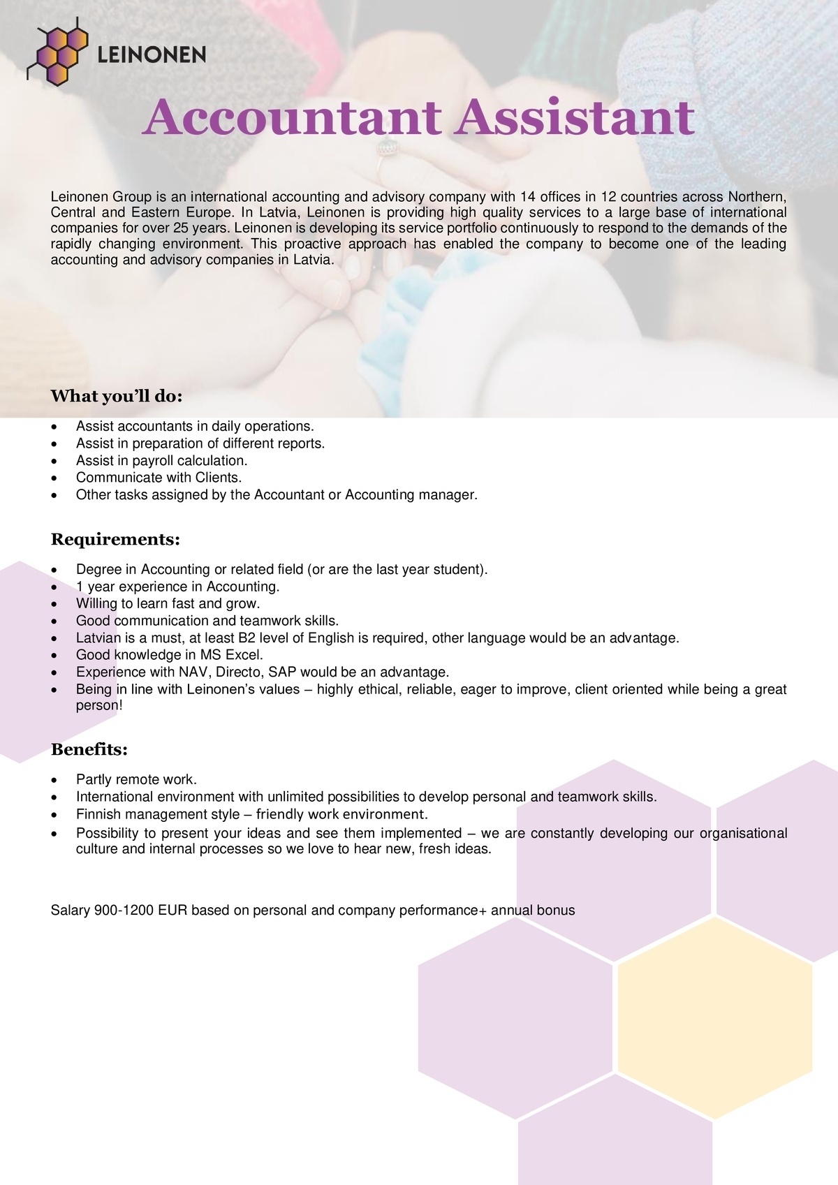 Leinonen, SIA Accountant Assistant