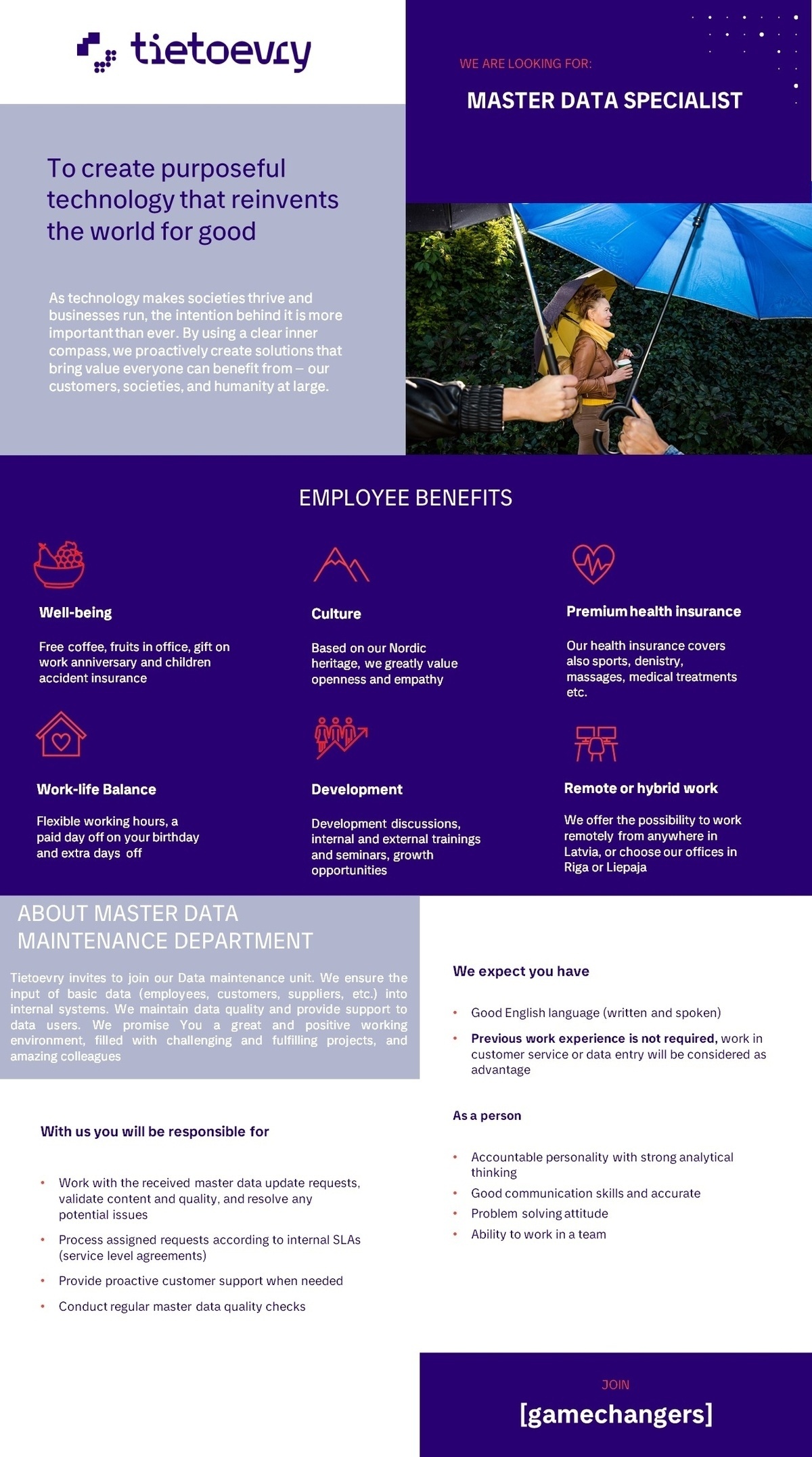 Tieto Latvia, SIA MASTER DATA SPECIALIST