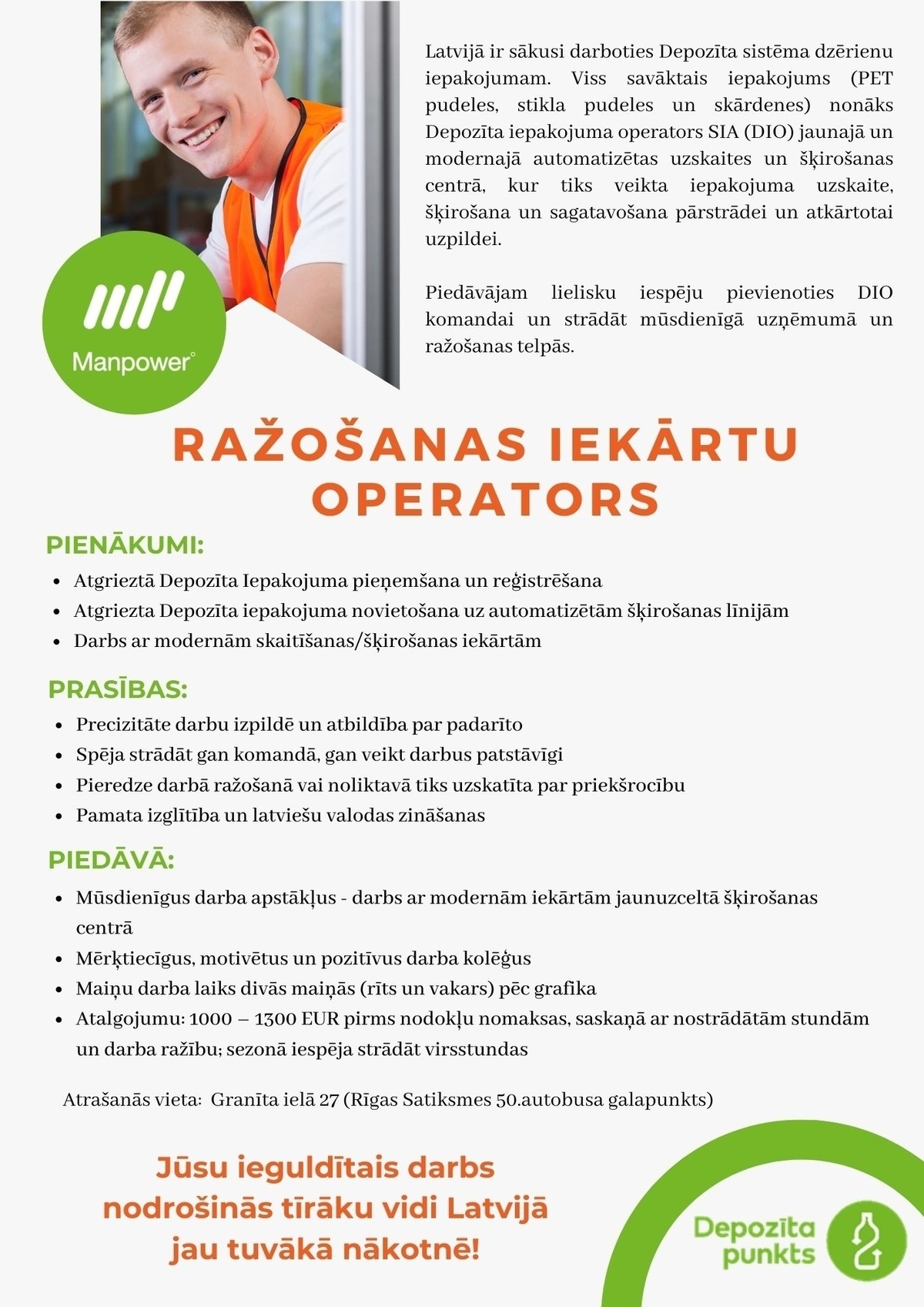 SAS "Manpower Lit" filiāle "Manpower Lit" Ražošanas iekārtu operators/-e