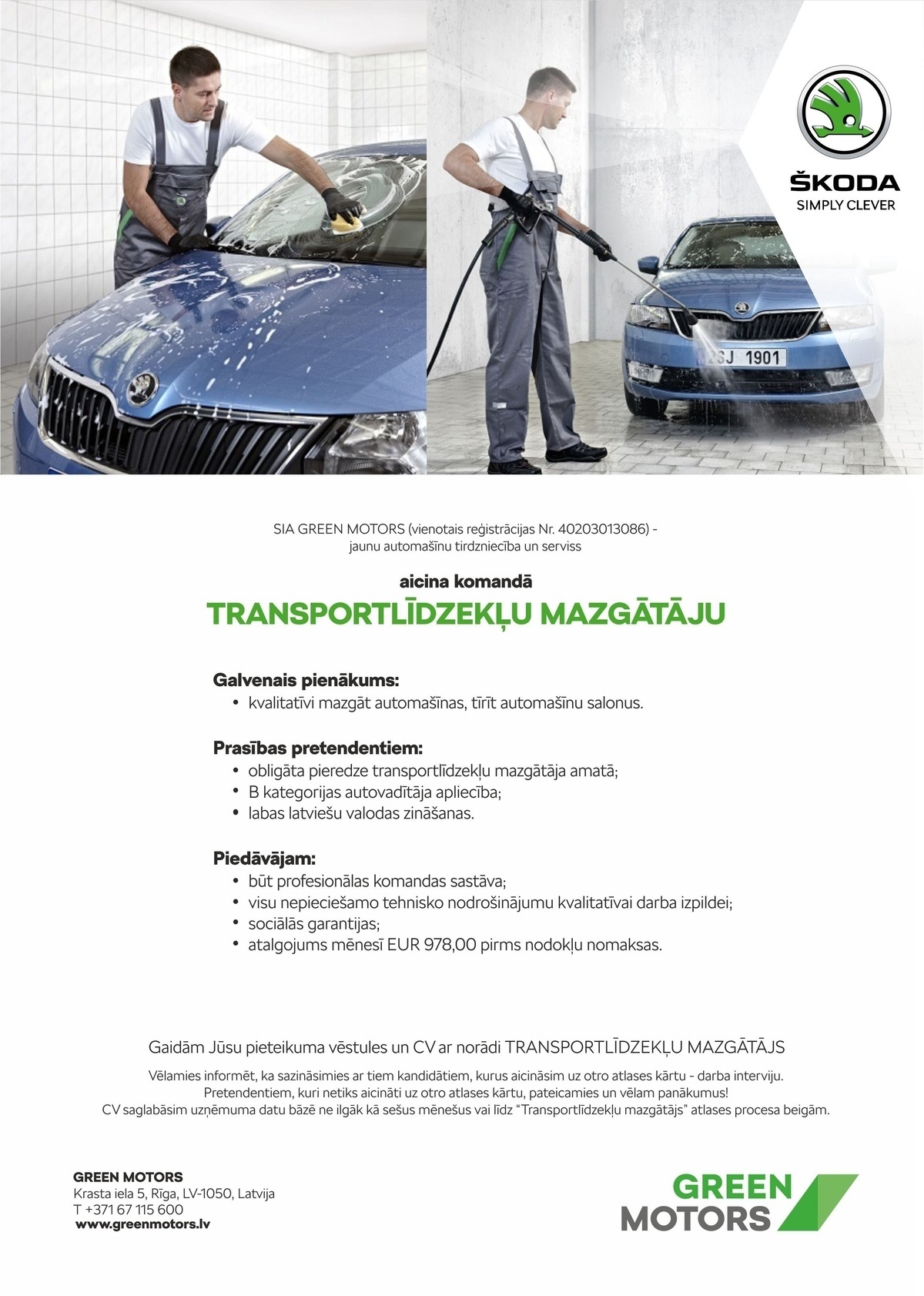 Green Motors, SIA Transportlīdzekļu mazgātājs/-a