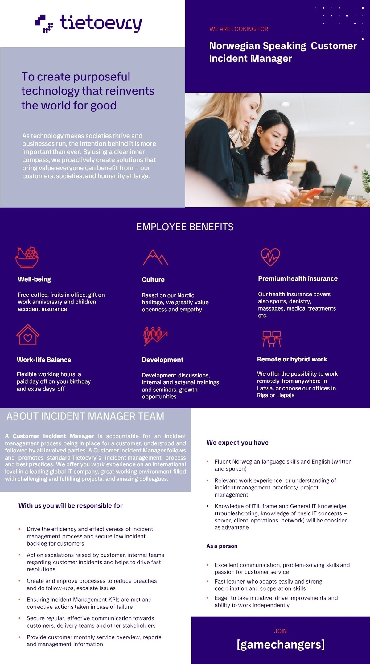 Tieto Latvia, SIA Norwegian Speaking Customer Incident Manager