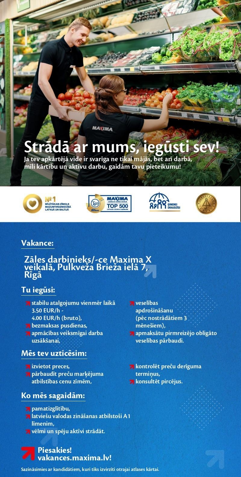 MAXIMA Latvija Zāles darbinieks/-ce