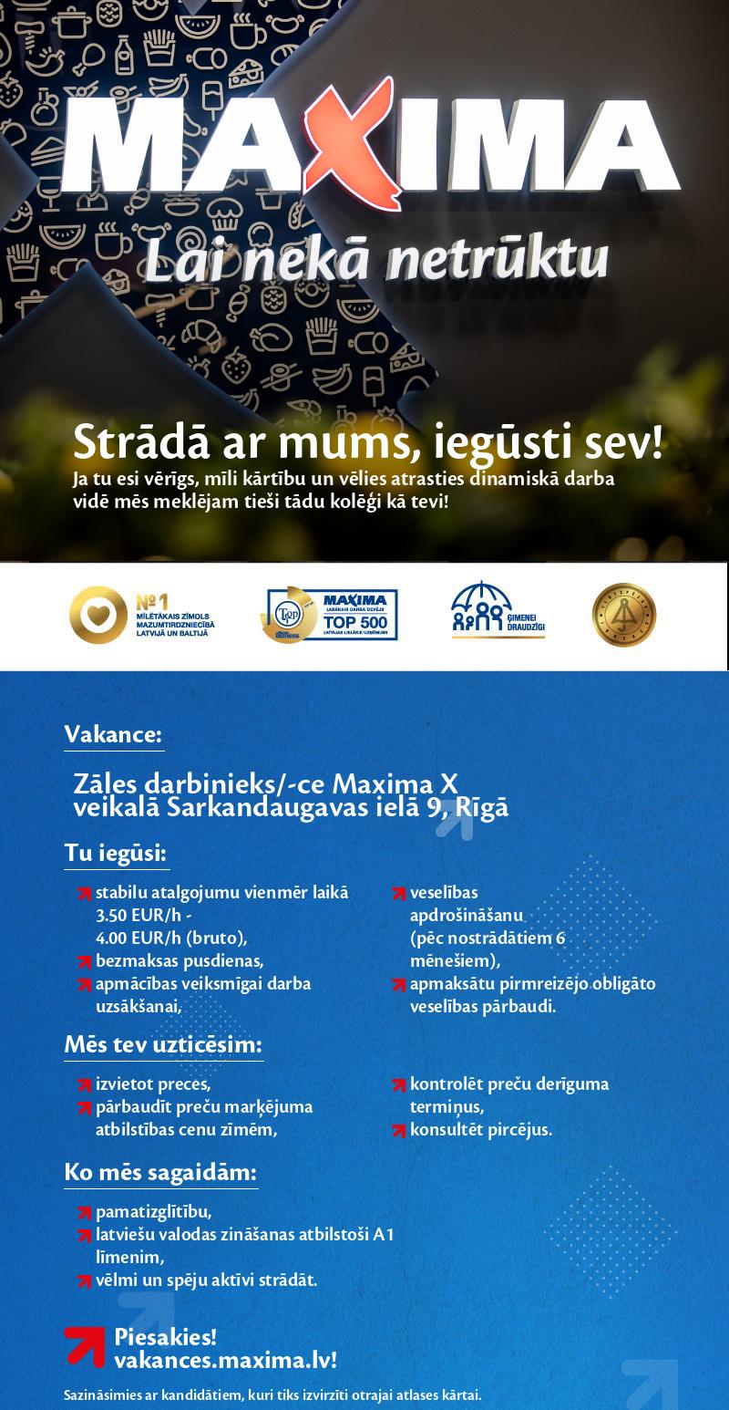 MAXIMA Latvija Zāles darbinieks/-ce