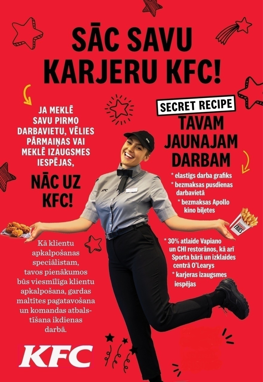 CV Market client Kasieris/Pavārs/ Zāles darbinieks KFC Origo