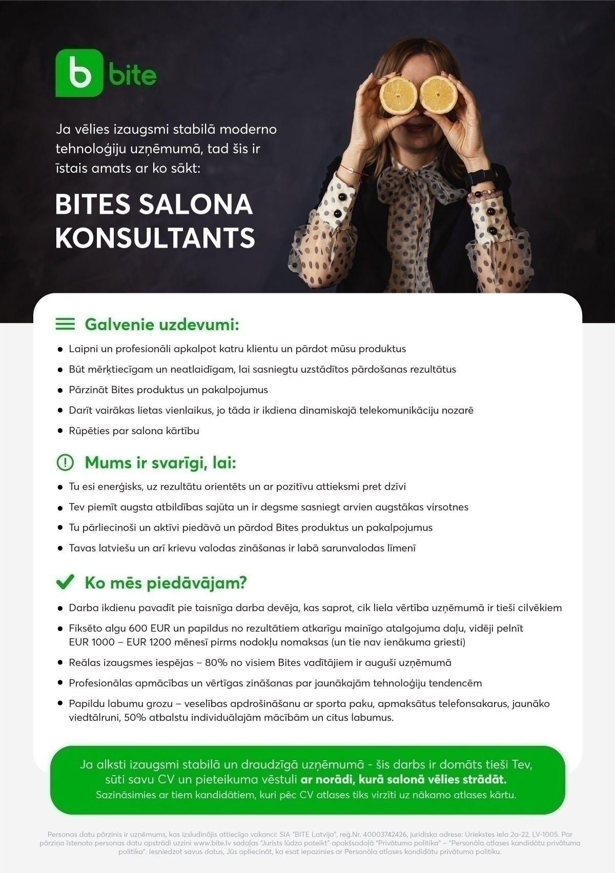 Bite Latvija, SIA "Bites" salona konsultants/-e Talsos