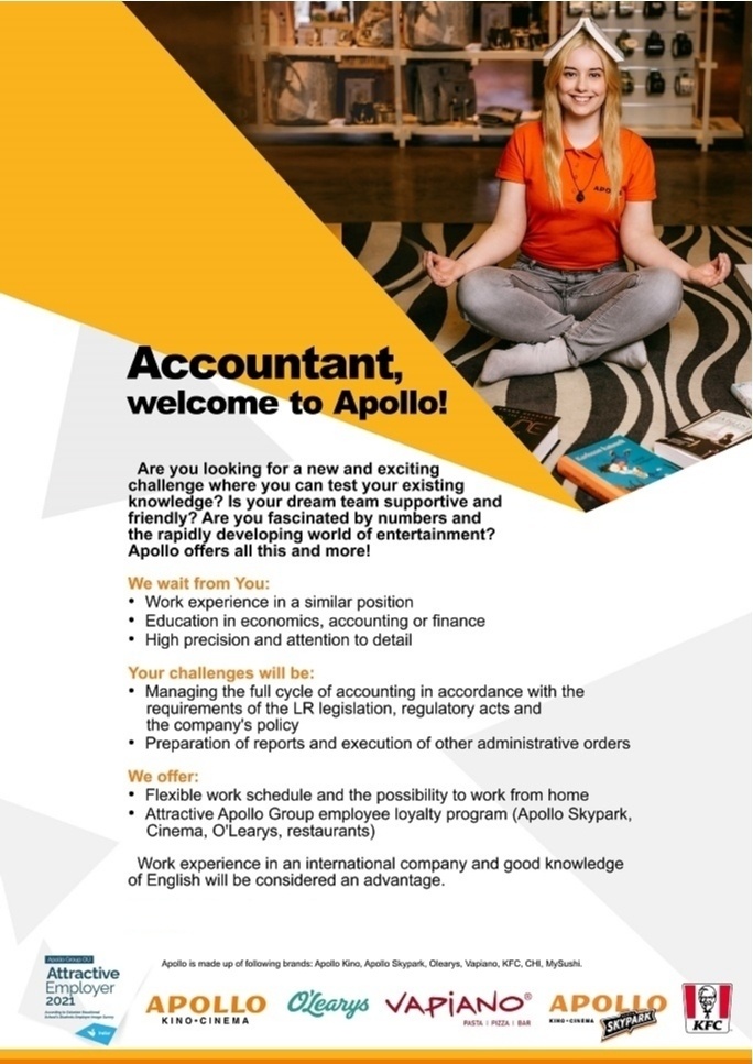 CVMarket.lv klients Accountant, welcome to Apollo!