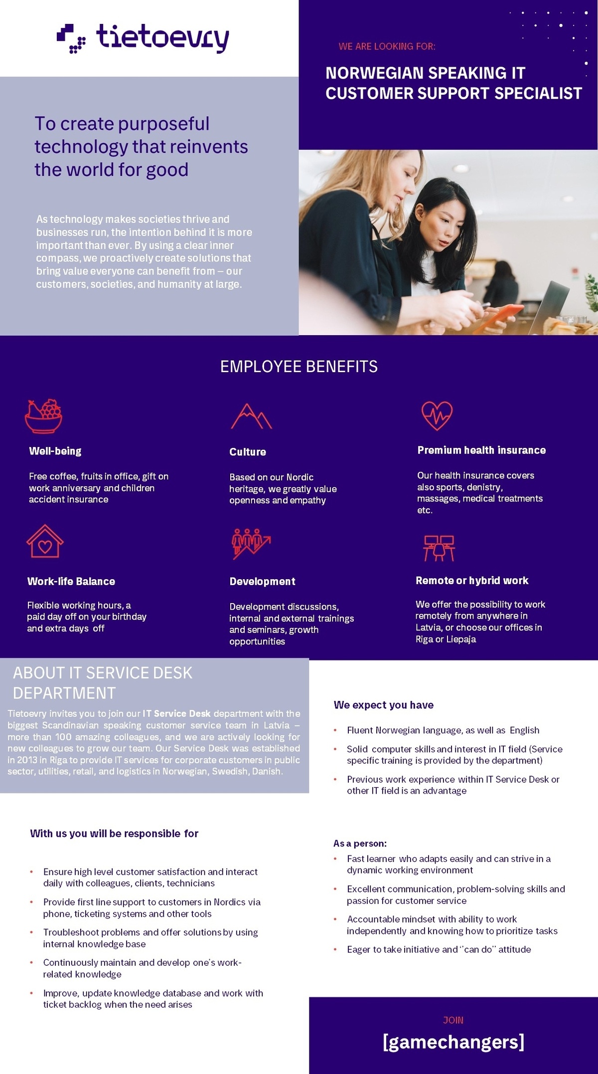 Tieto Latvia, SIA Norwegian Speaking IT Customer Support Specialist