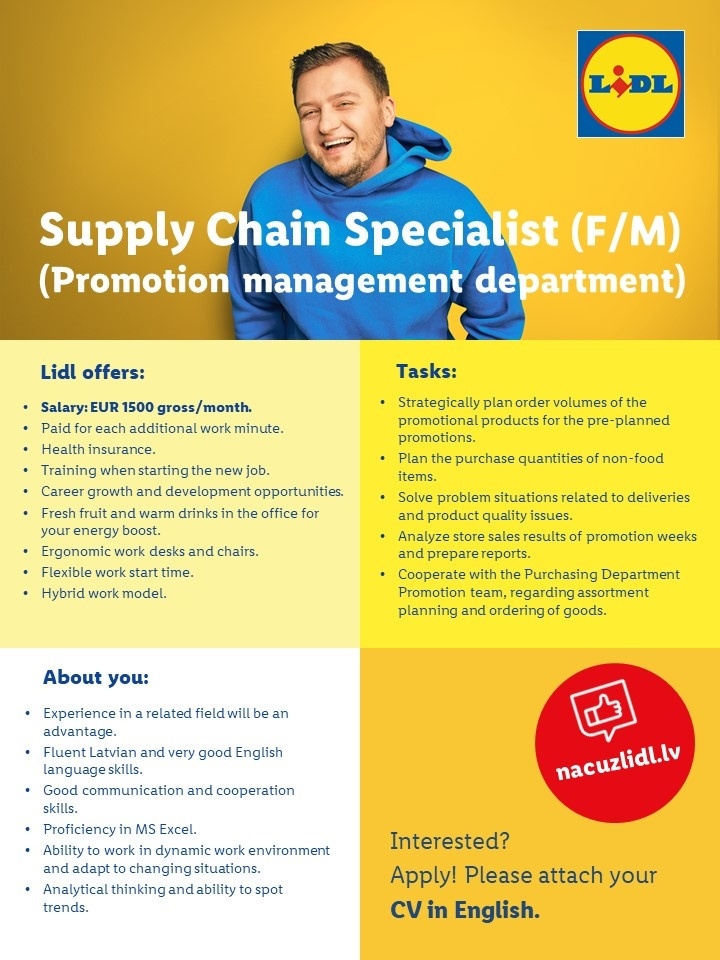 Lidl Latvija, SIA Supply Chain Specialist (Promotion management department)