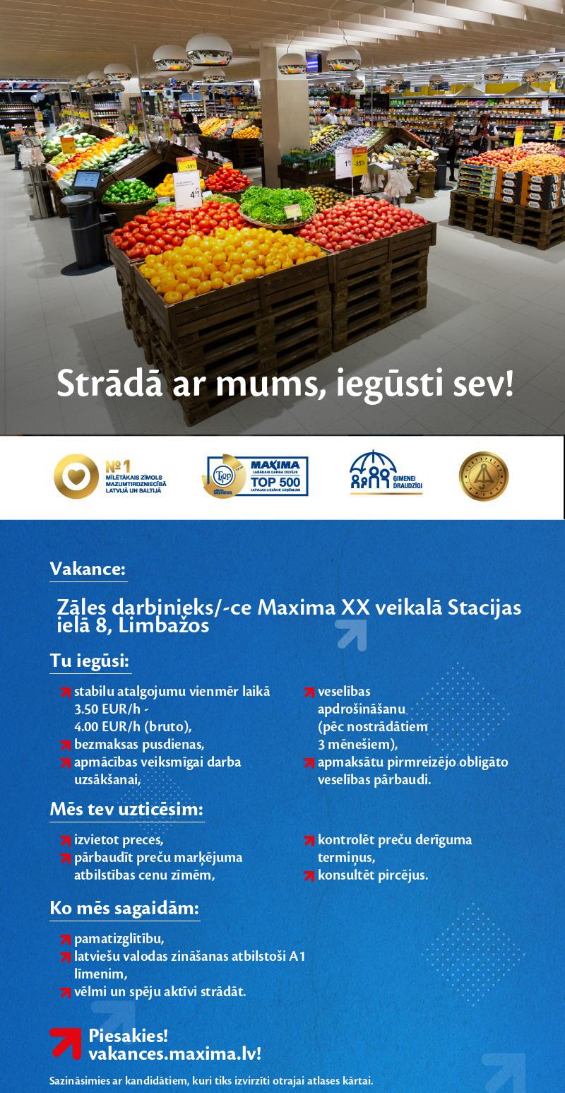 MAXIMA Latvija Zāles darbinieks/-ce