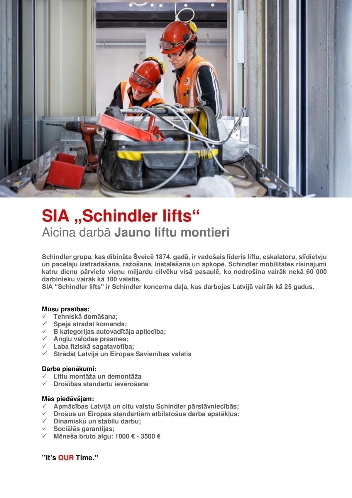 Schindler lifts, SIA Jauno liftu montieri/-es