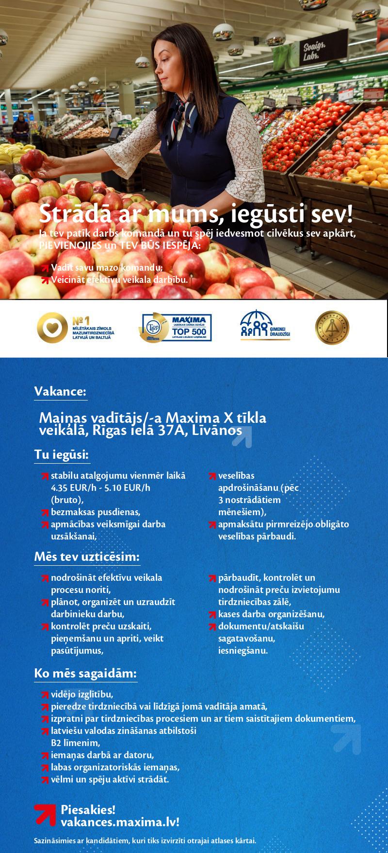 MAXIMA Latvija Maiņas vadītājs/-a