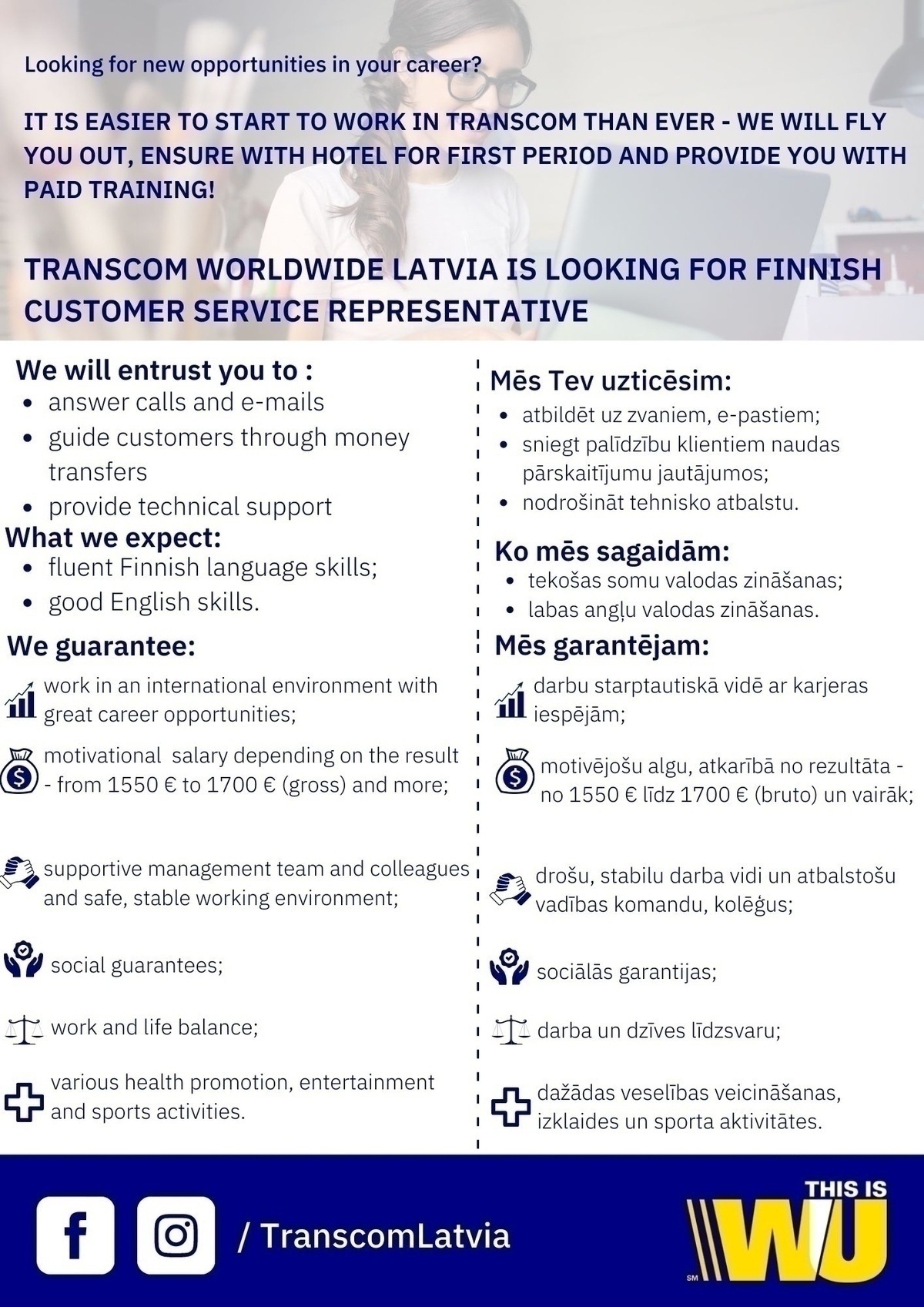 CVMarket.lv klients Finnish customer service representative/ Klientu konsultants(-e) ar somu valodas zināšanām