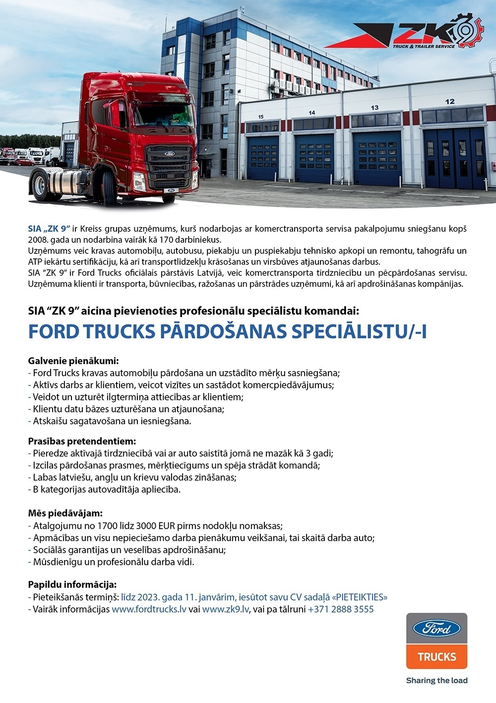 ZK 9, SIA Ford Trucks pārdošanas speciālists/-e
