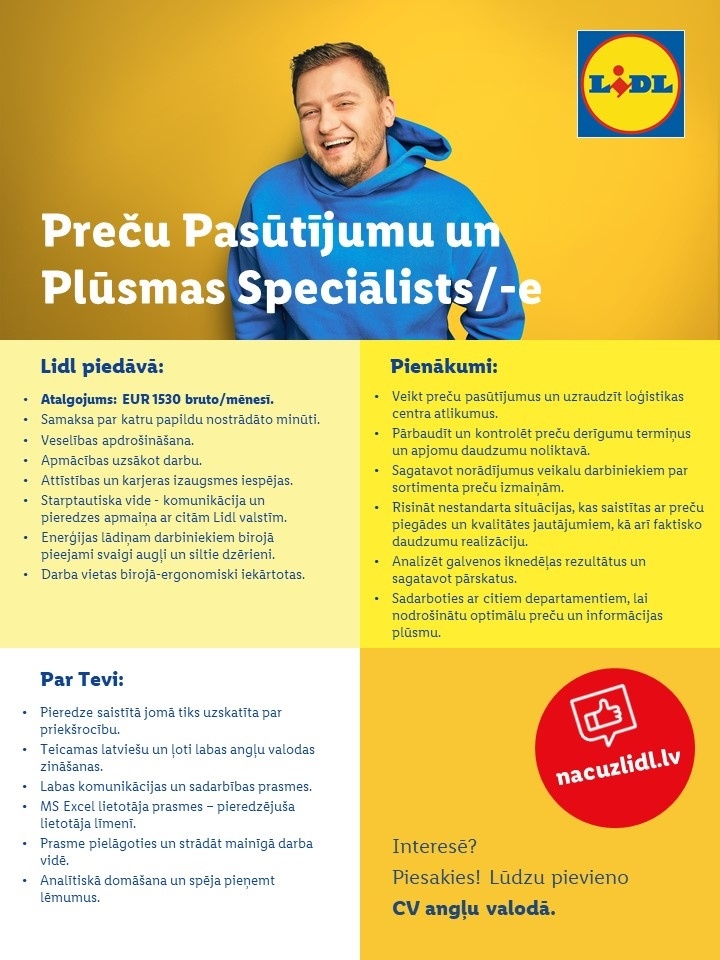 Lidl Latvija, SIA Preču pasūtījumu un plūsmas speciālists/-e