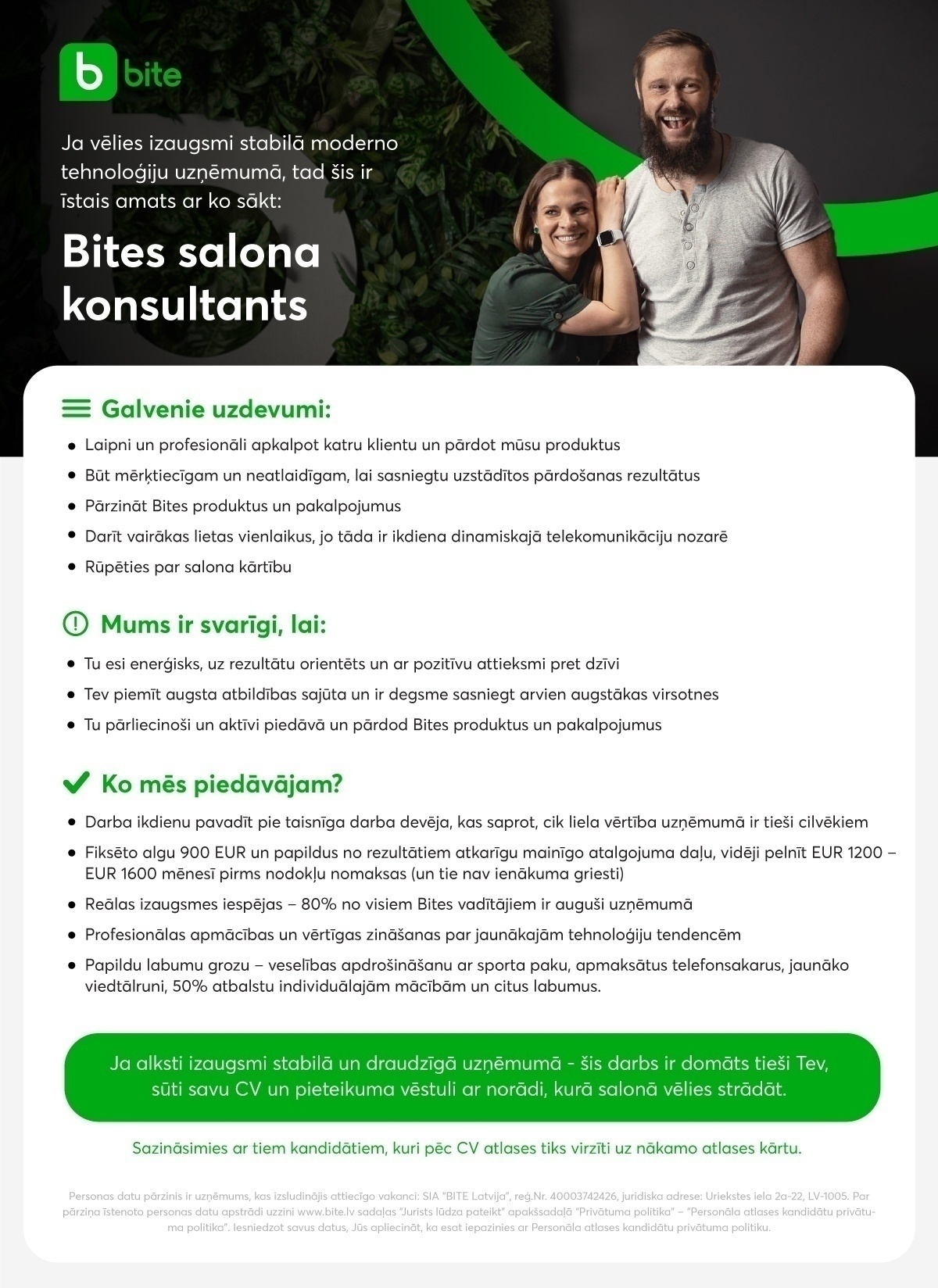 Bite Latvija, SIA "Bite" salona konsultants/-e Valmierā