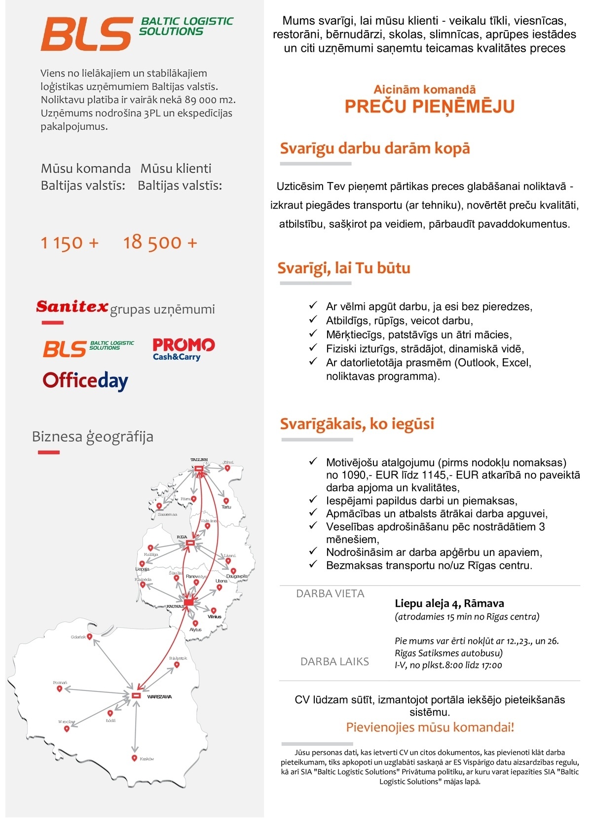 Baltic Logistic Solutions, SIA Preču pieņēmējs/-a