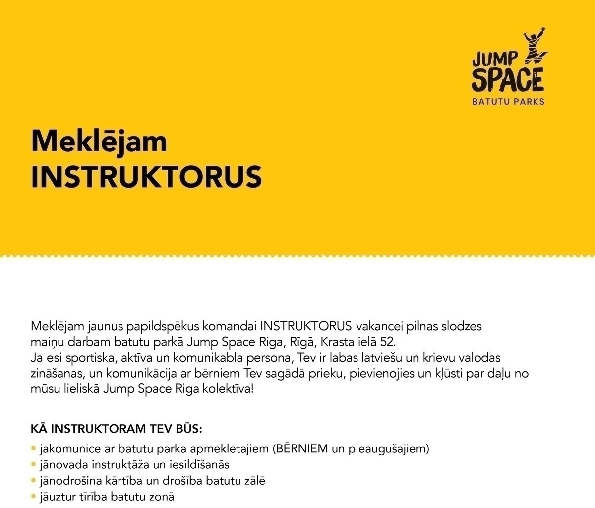JUMP SPACE, SIA Instruktors/-e