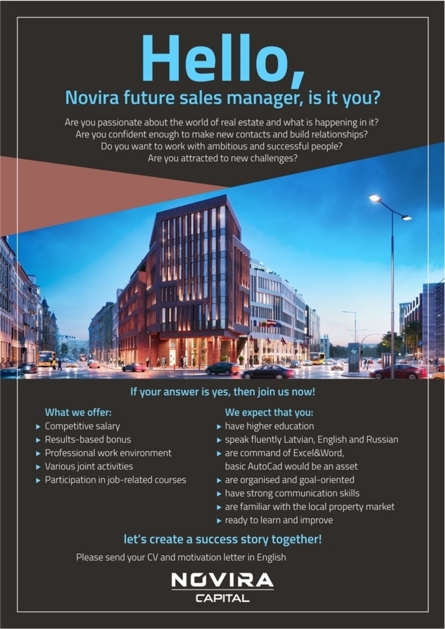 Novira Capital, SIA Sales manager