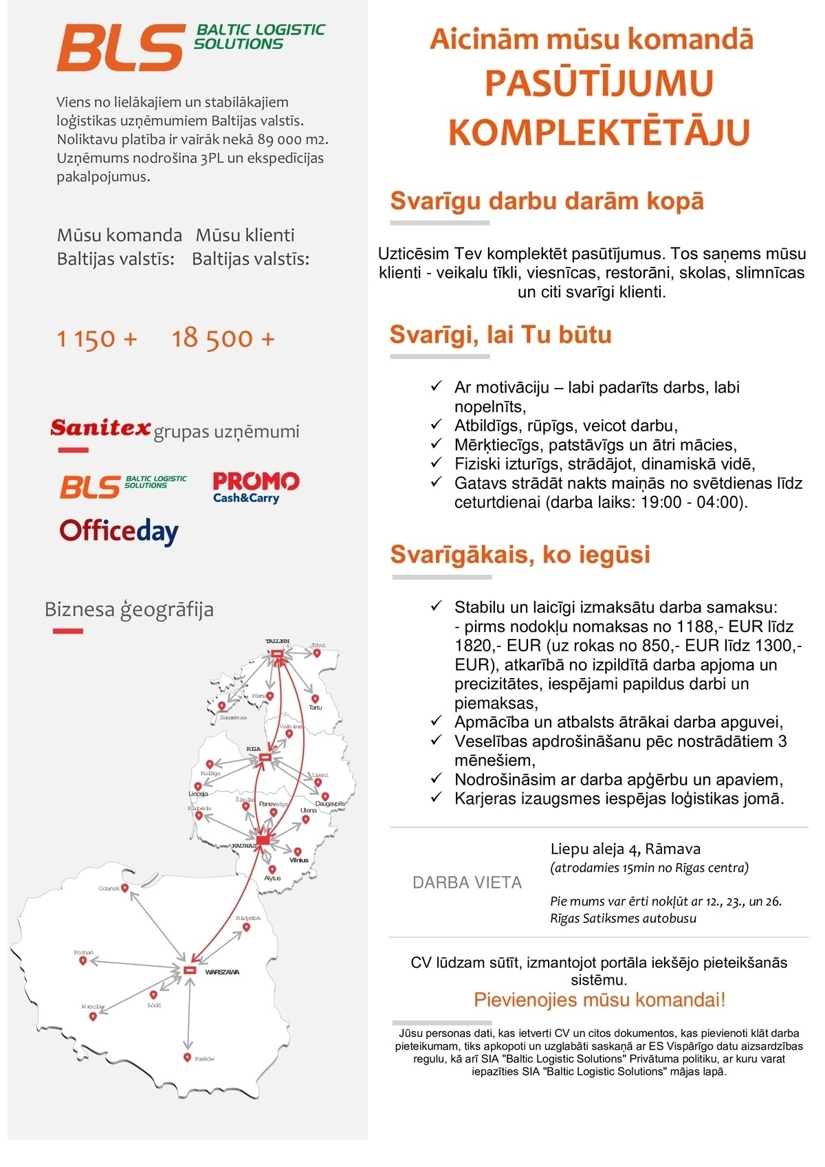 Baltic Logistic Solutions PASŪTĪJUMU KOMPLEKTĒTĀJS/-A (nakts maiņās)