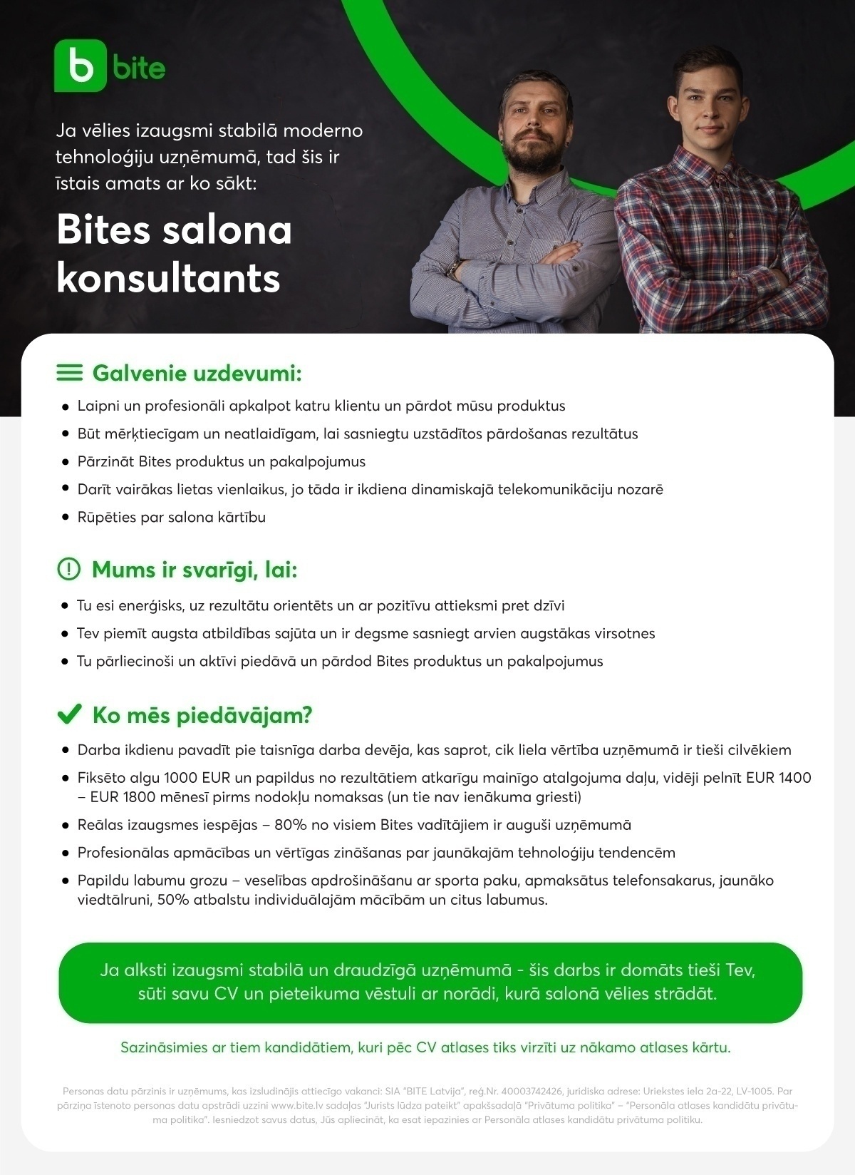 Bite Latvija, SIA "Bite" salona konsultants/-e Rīgā