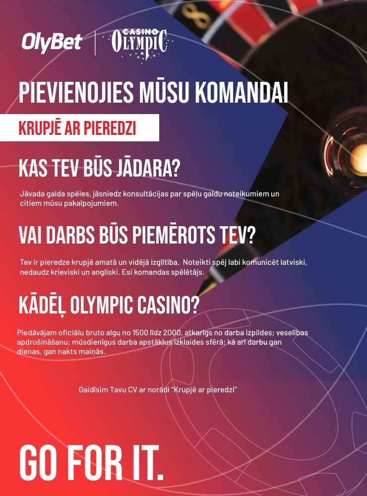 Olympic Casino Latvia, SIA Krupjē (dīleris/e) "Olympic Voodo Casino" Rīgā, Brīvības 55