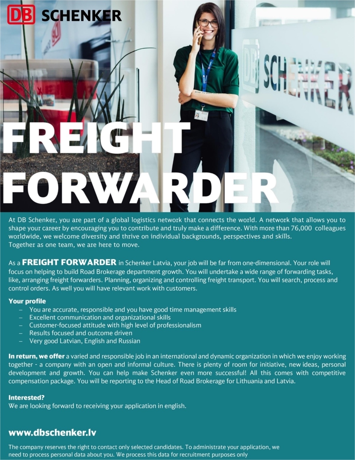 SCHENKER, SIA Transporta koordinators/-e (Freight Forwarder)