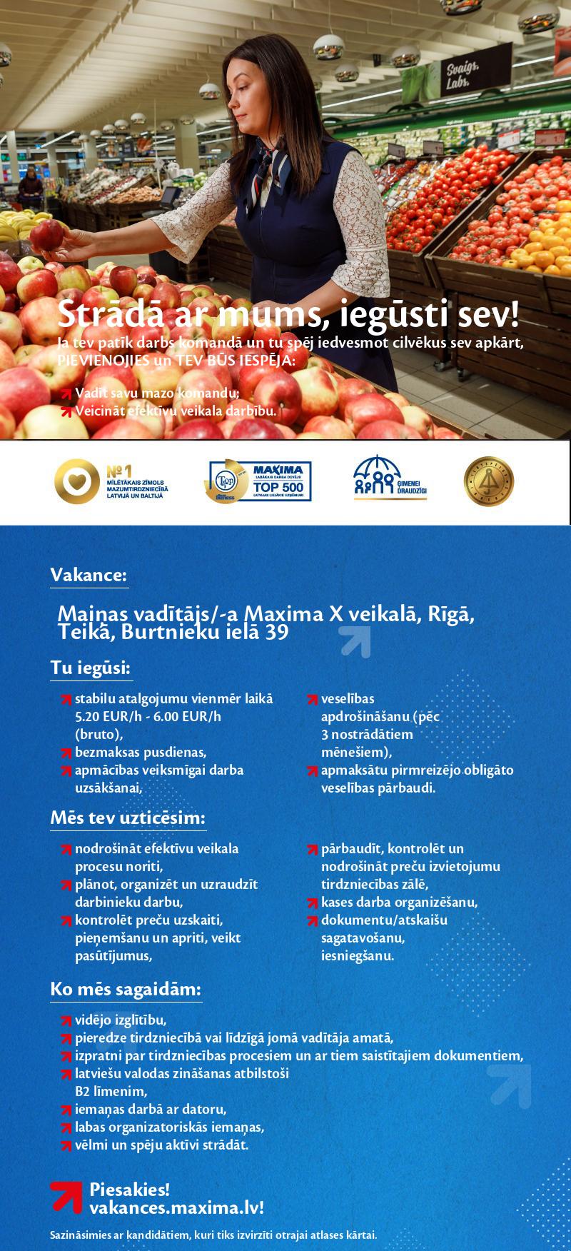 MAXIMA Latvija Maiņas vadītājs/-a