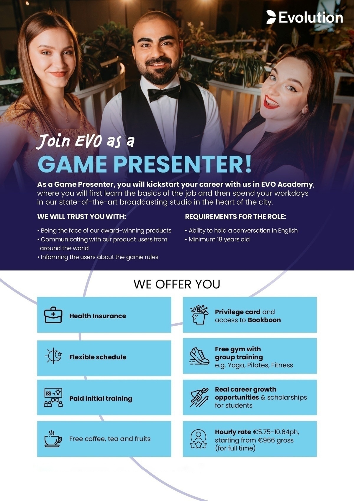 Evolution Latvia, SIA Spēļu prezentētājs/-a (Game Presenter)