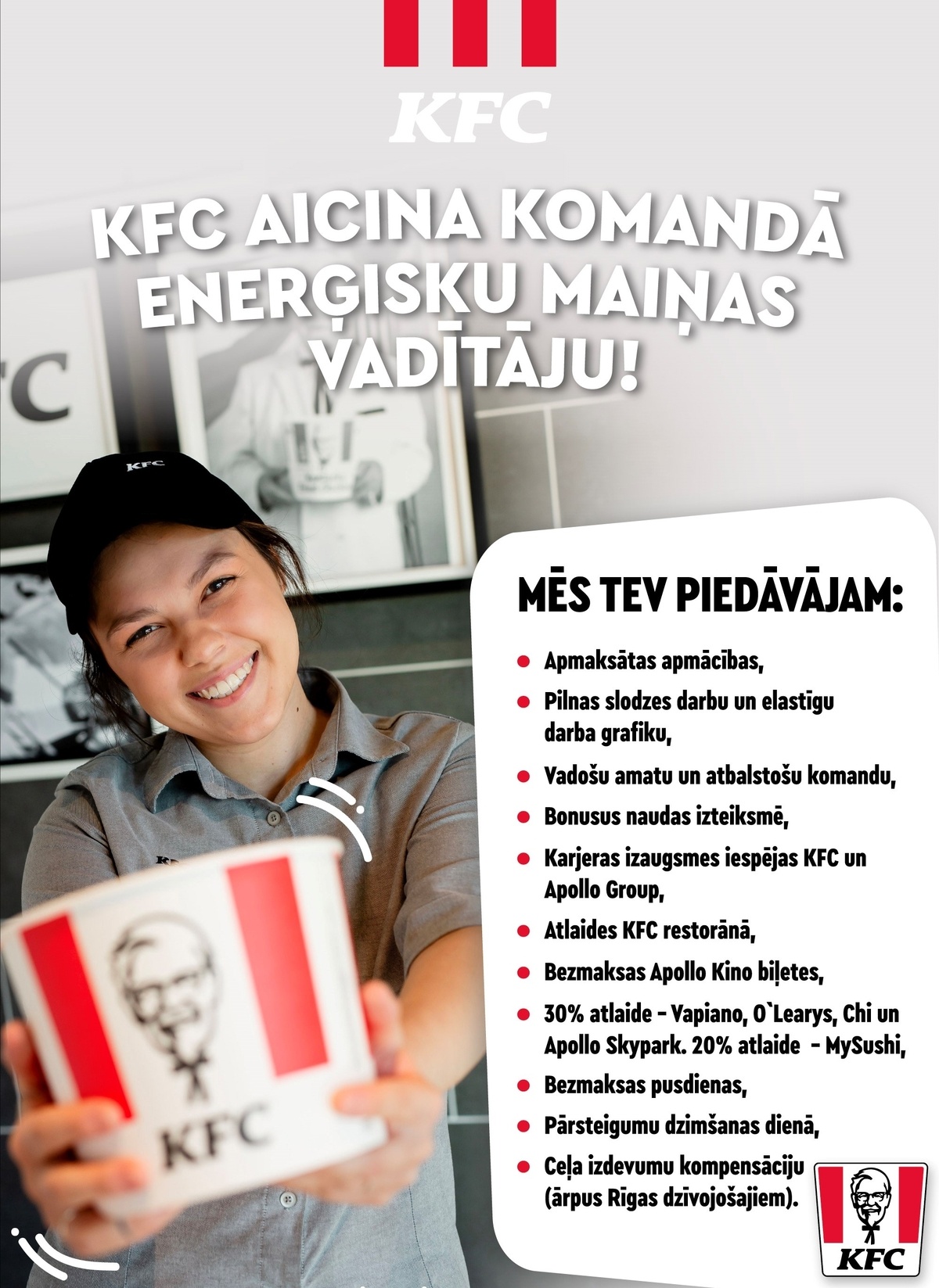 KFC "KFC" maiņas vadītājs/-a (TC "Rīga Plaza")