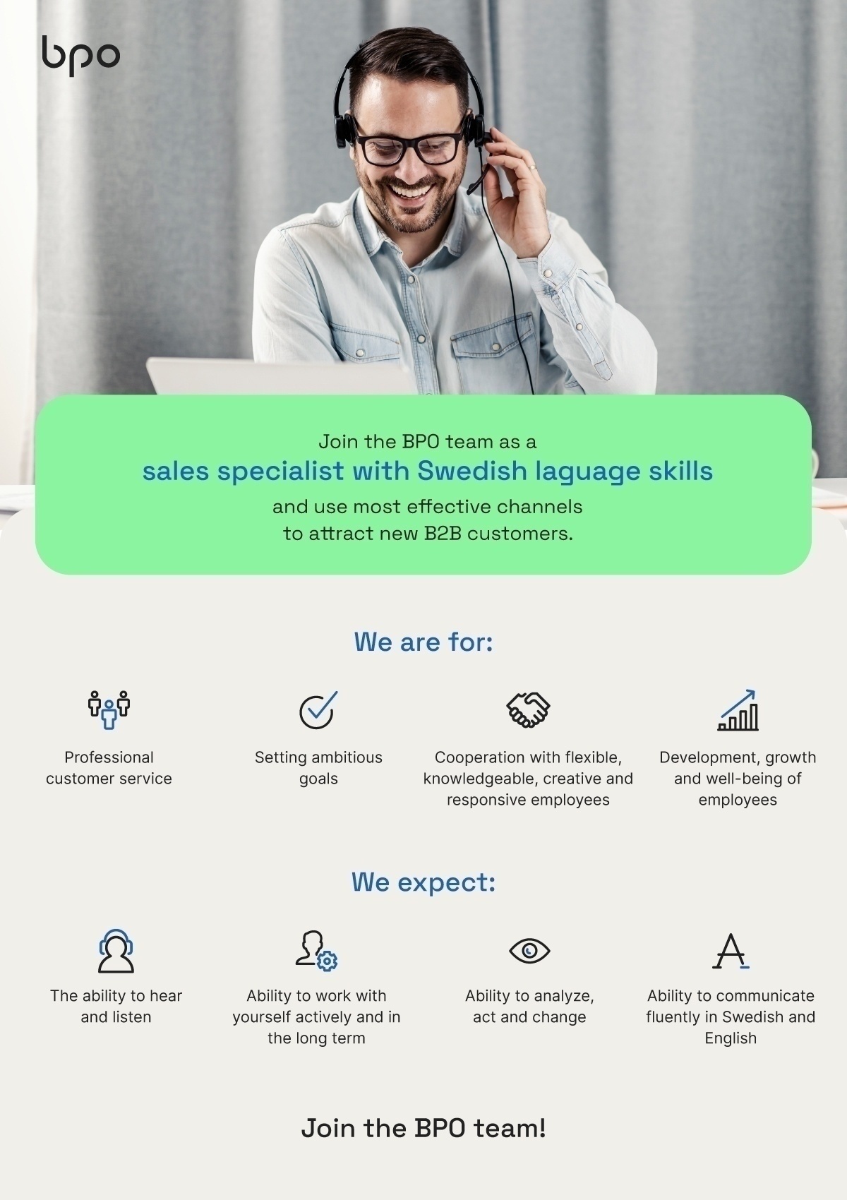 BPO, SIA Sales specialist with Swedish laguage skills