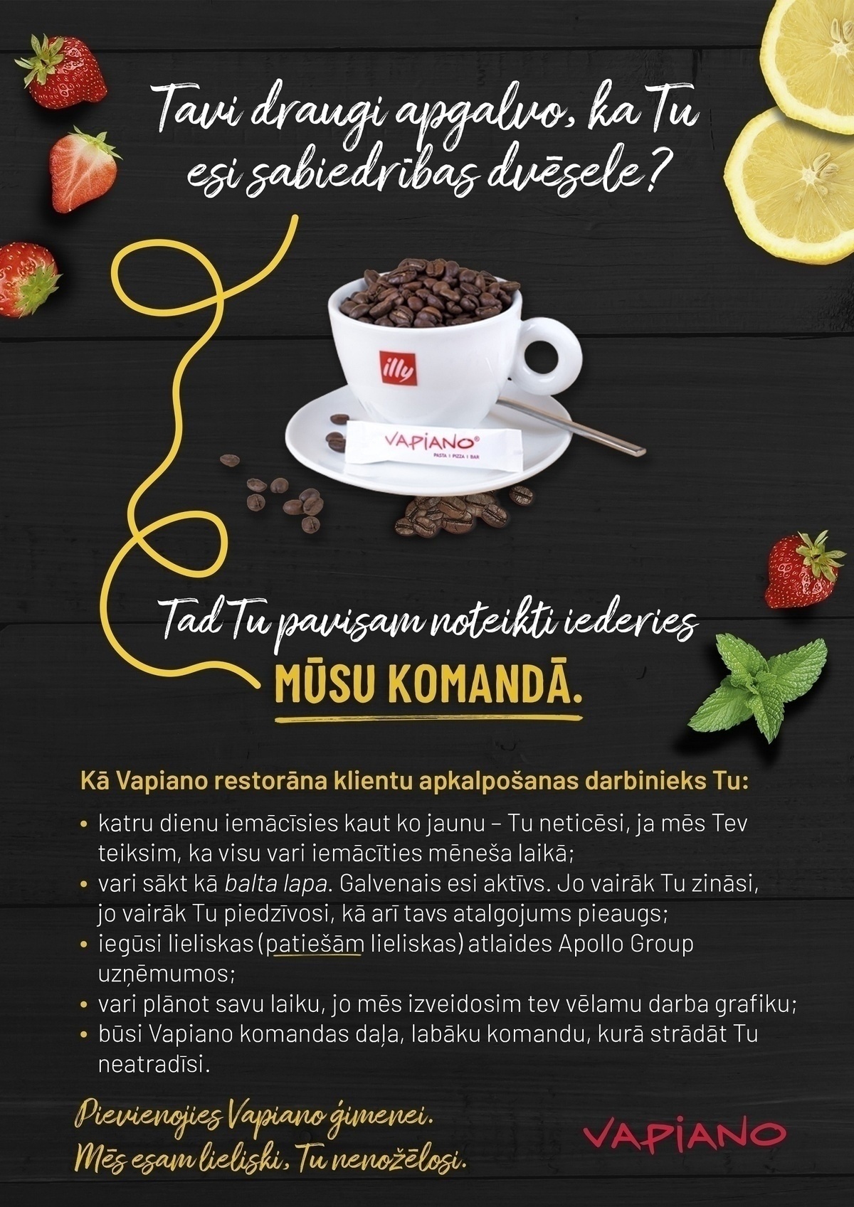 KFC "Vapiano" restorāna darbinieks/-ce (" TC Riga Plaza")