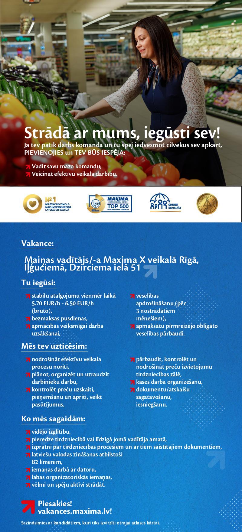 MAXIMA Latvija Maiņas vadītājs/-a