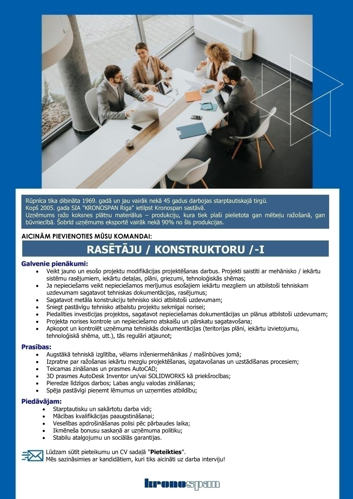 KRONOSPAN Riga, SIA Rasētājs/-a – konstruktors/-e