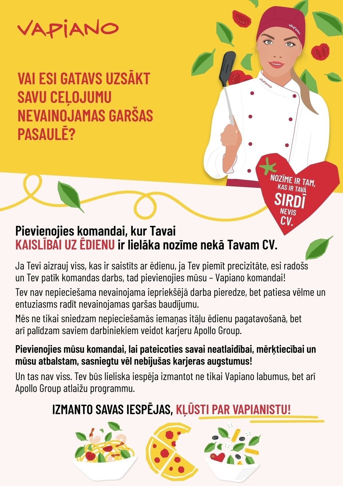 KFC "Vapiano" restorāna virtuves darbinieks/-ce