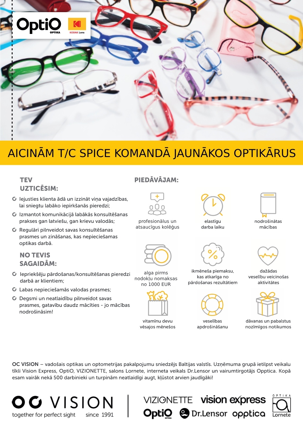 OC Vision, SIA Klientu konsultants/-e optikas veikalos TC "Spice"