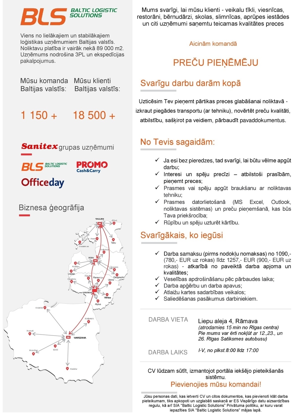 Baltic Logistic Solutions, SIA Preču pieņēmējs/-a