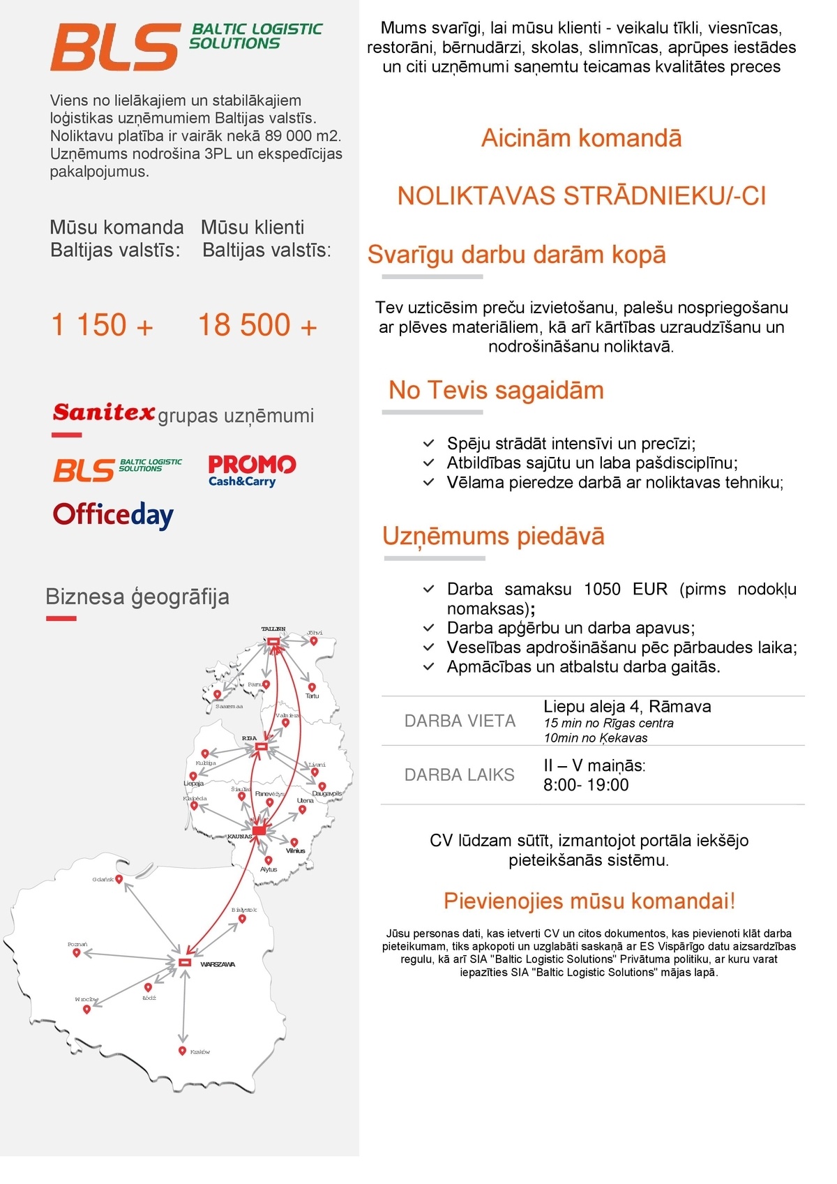 Baltic Logistic Solutions, SIA Noliktavas strādnieks/-ce