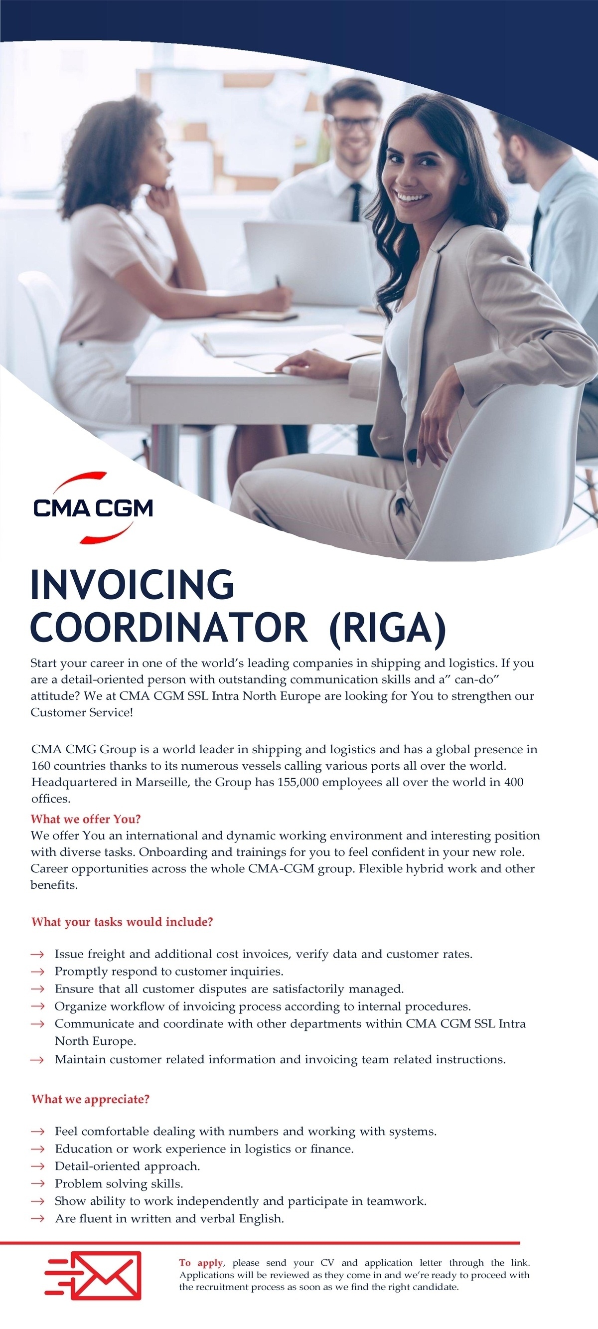 CMA CGM Global Business Services Latvia Invoicing Coordinator