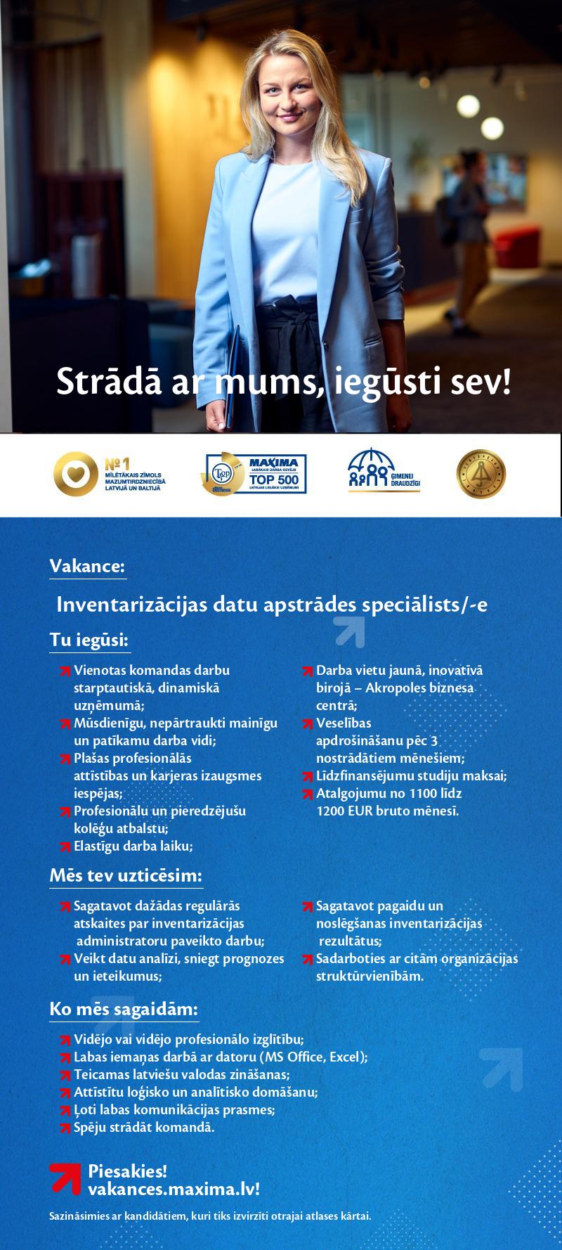 MAXIMA Latvija Inventarizācijas datu apstrādes speciālists/-e