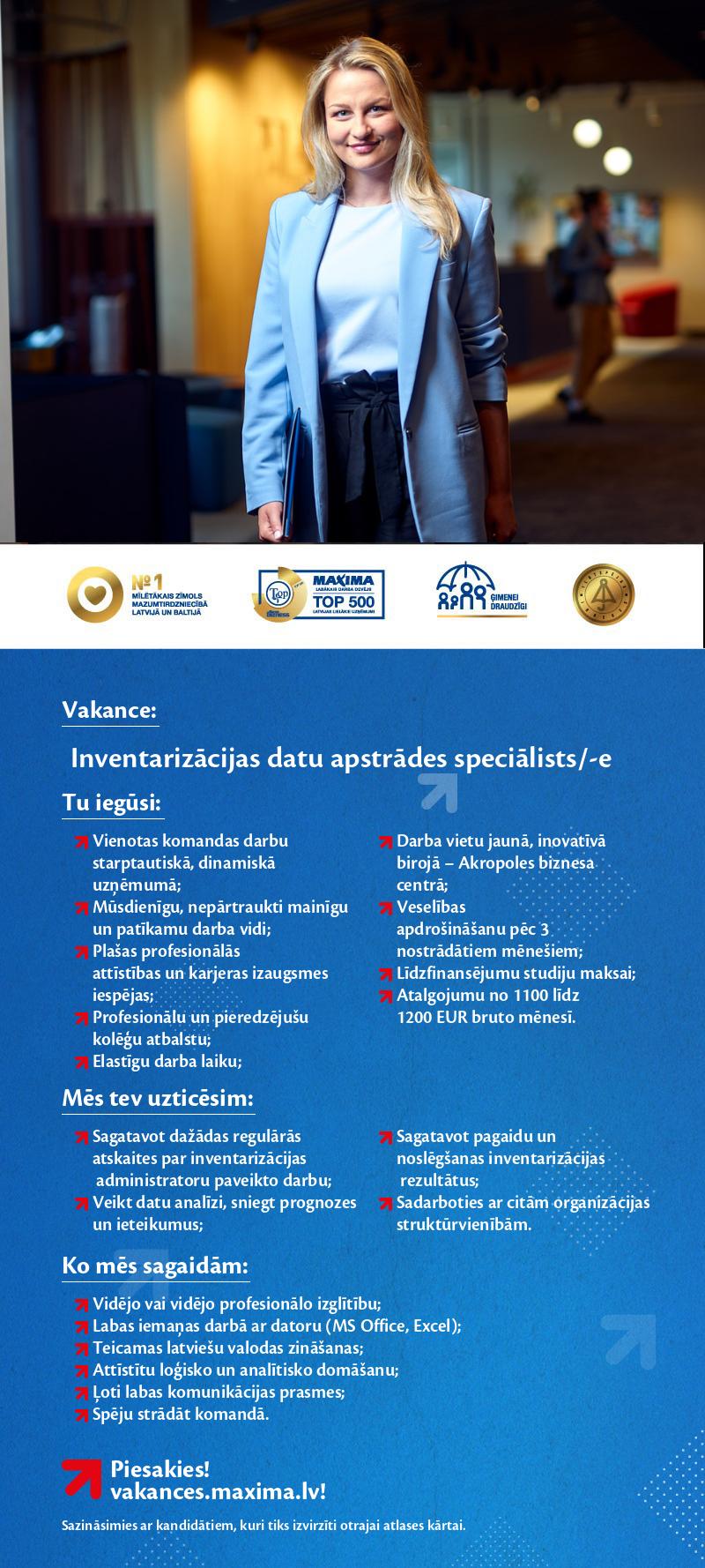 MAXIMA Latvija Inventarizācijas datu apstrādes speciālists/-e