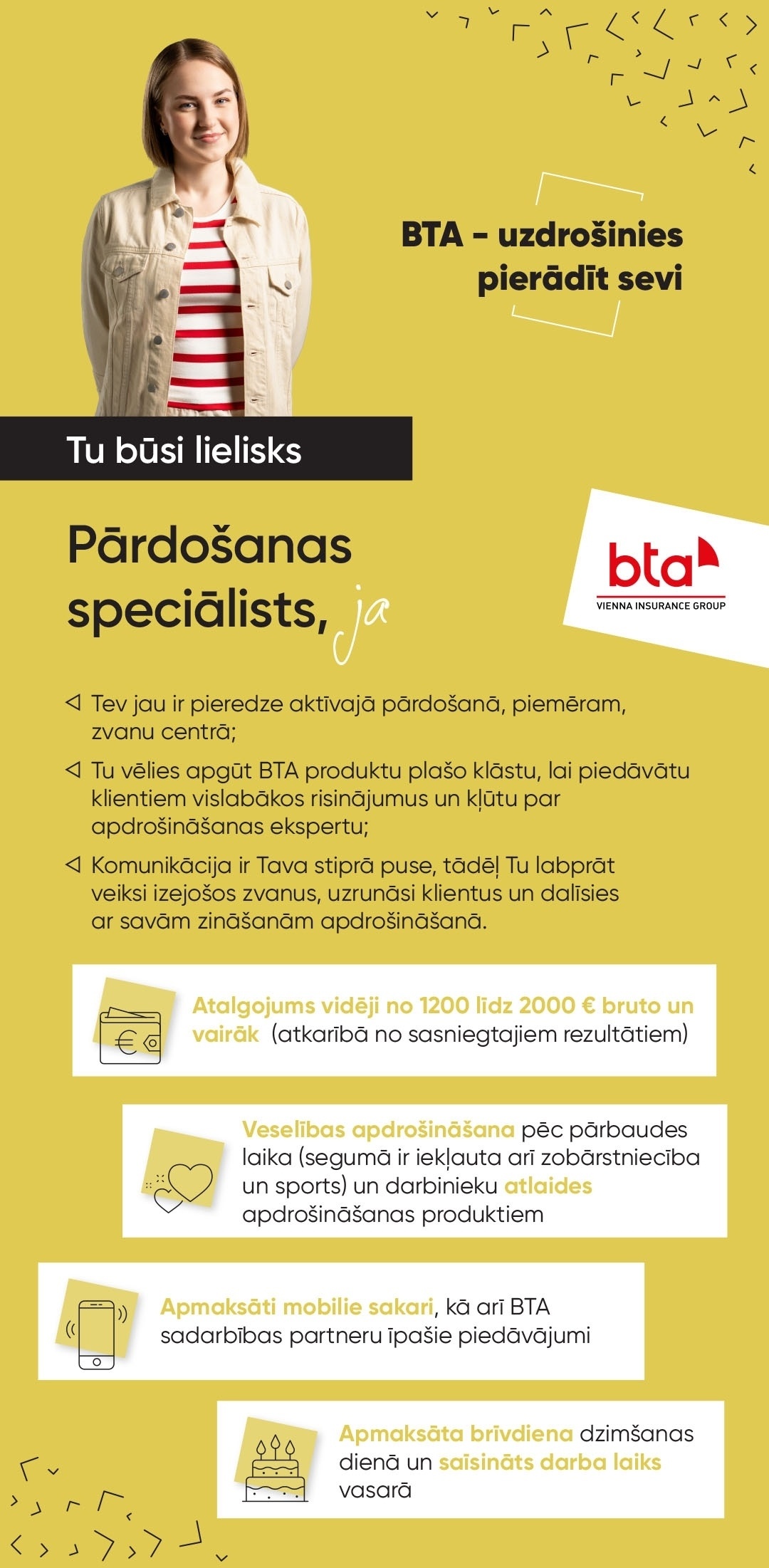 BTA Baltic Insurance Company, AS Pārdošanas speciālists/-e