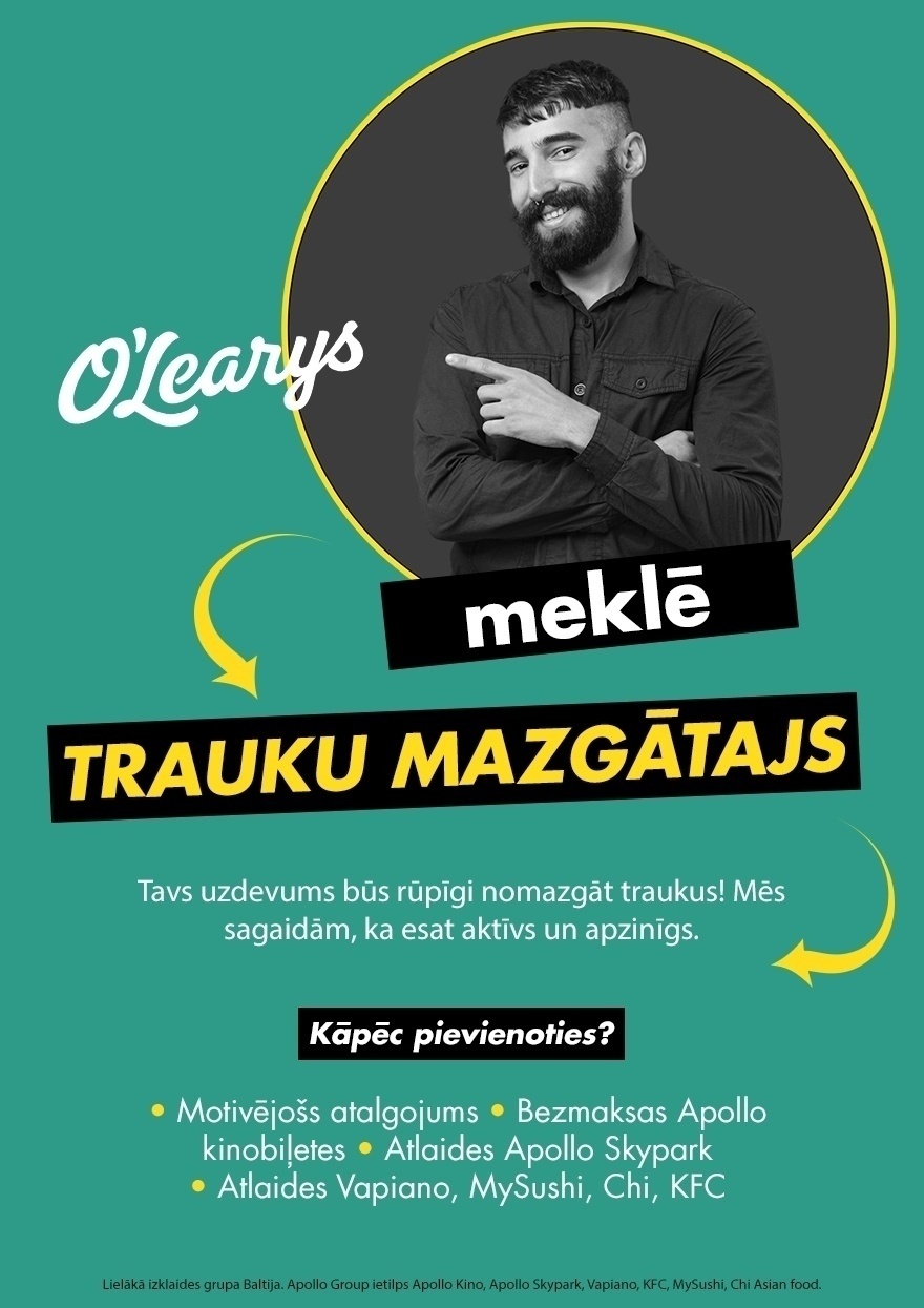 O'LEARYS "O'LEARYS" Trauku mazgātājs/-a (TC "Akropole Rīga")