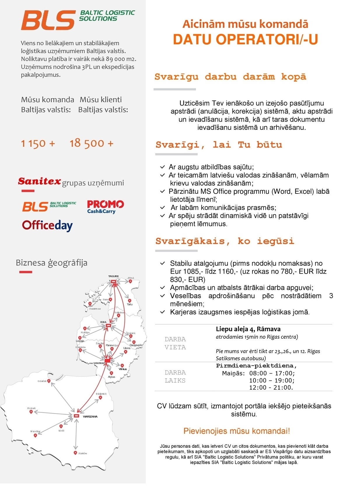 Baltic Logistic Solutions, SIA Datu operators/-e