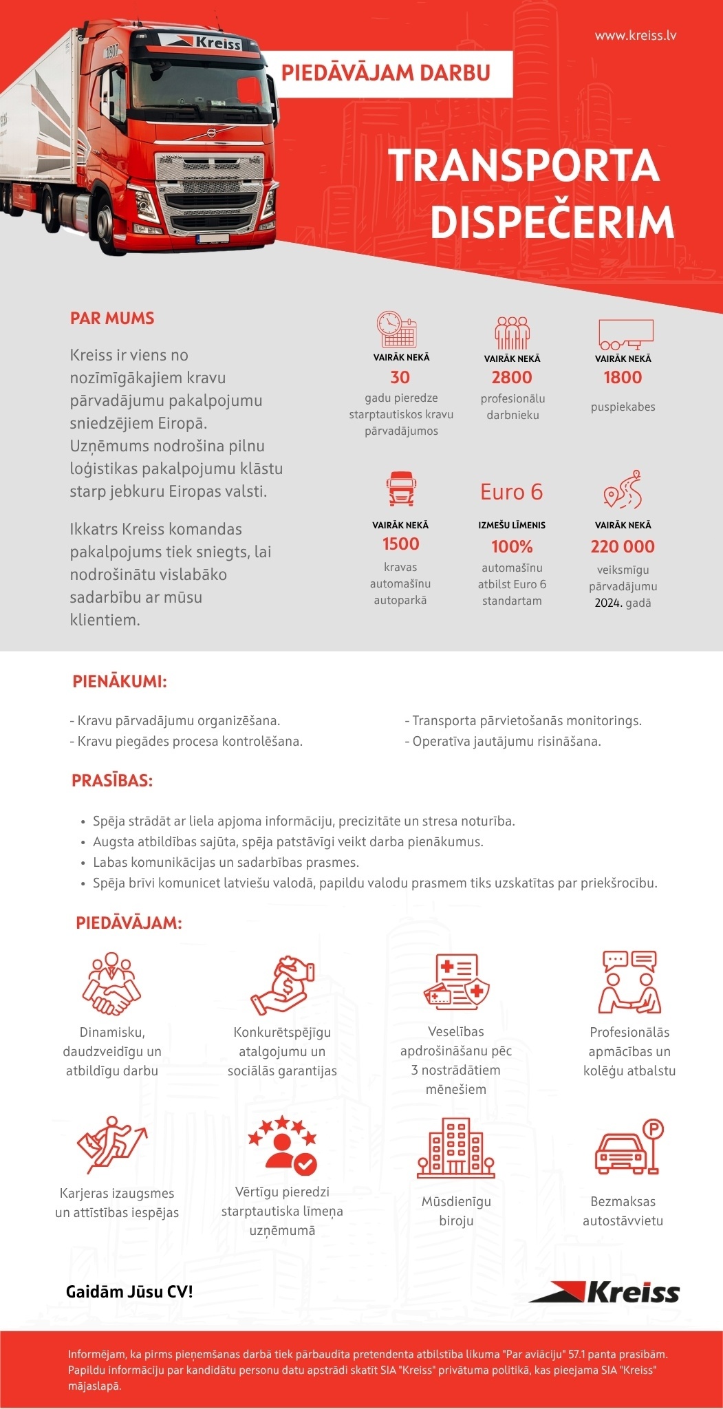 Kreiss, SIA Transporta dispečers/-e (nakts maiņās)